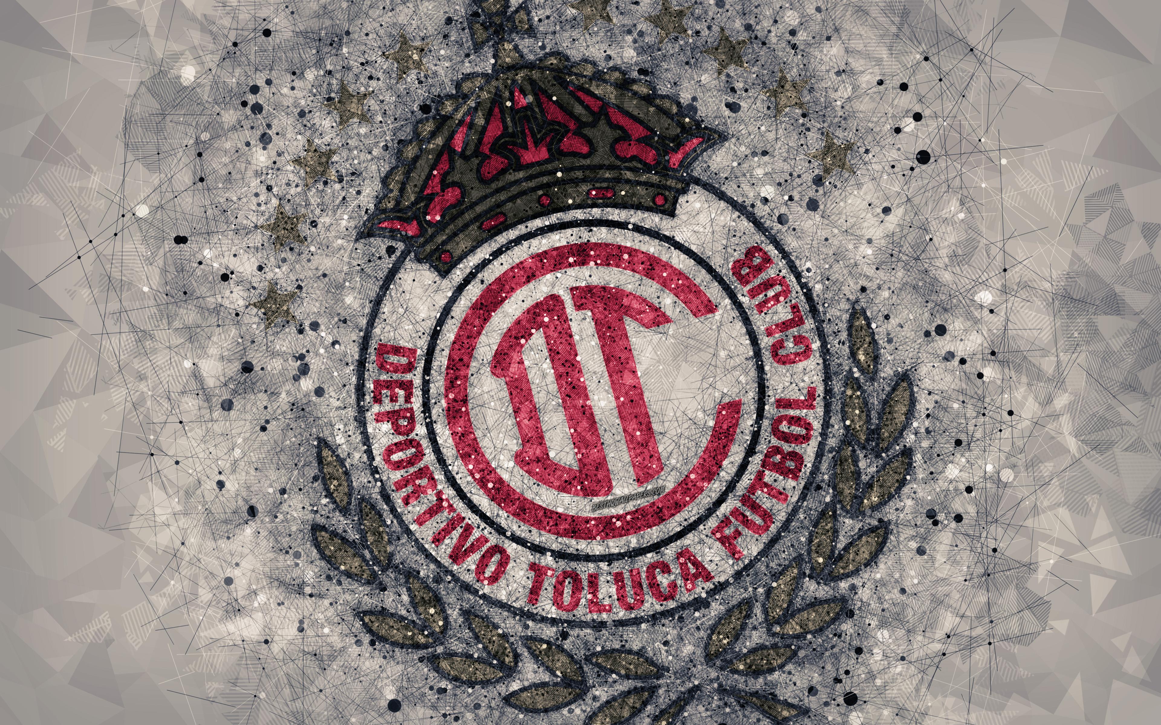 Download wallpaper Deportivo Toluca FC, 4k, geometric art, logo