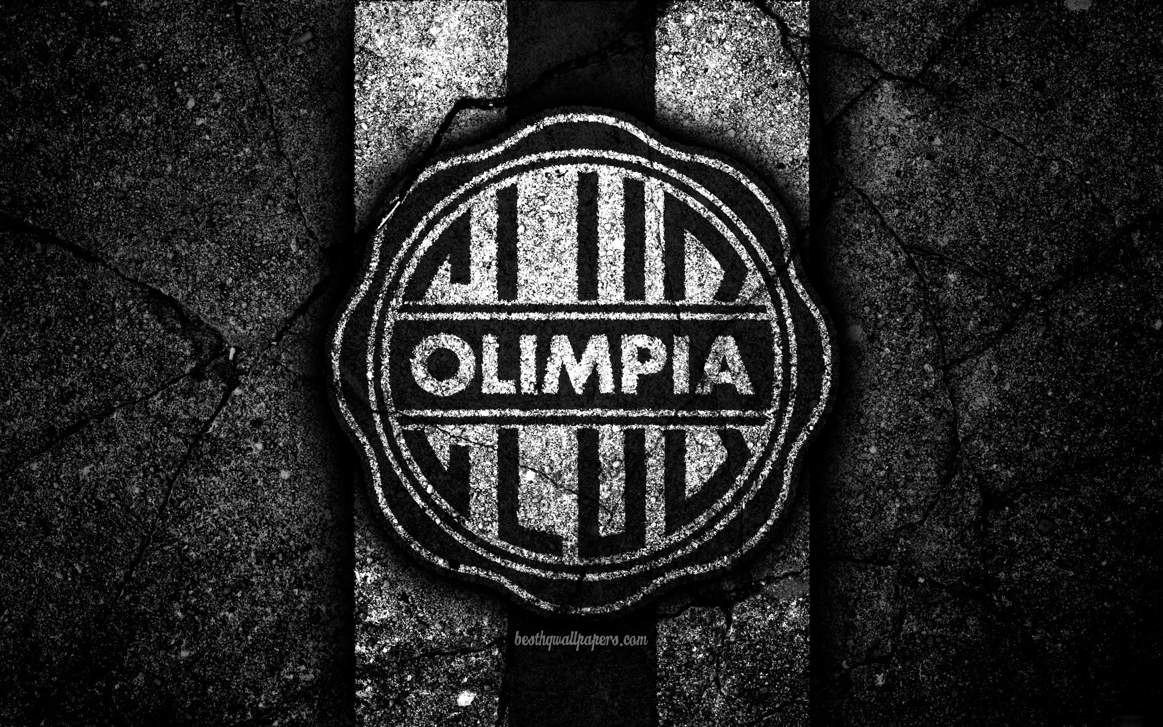 Download wallpaper 4k, FC Olimpia Asuncion, logo, Paraguayan