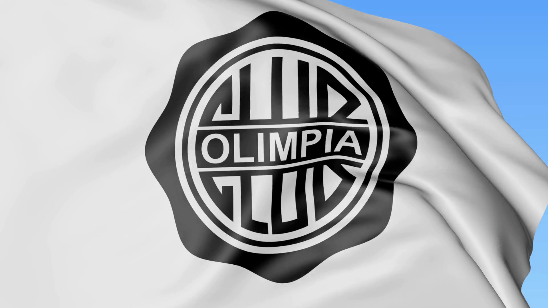 Close Up Of Waving Flag With Club Olimpia Football Club Logo
