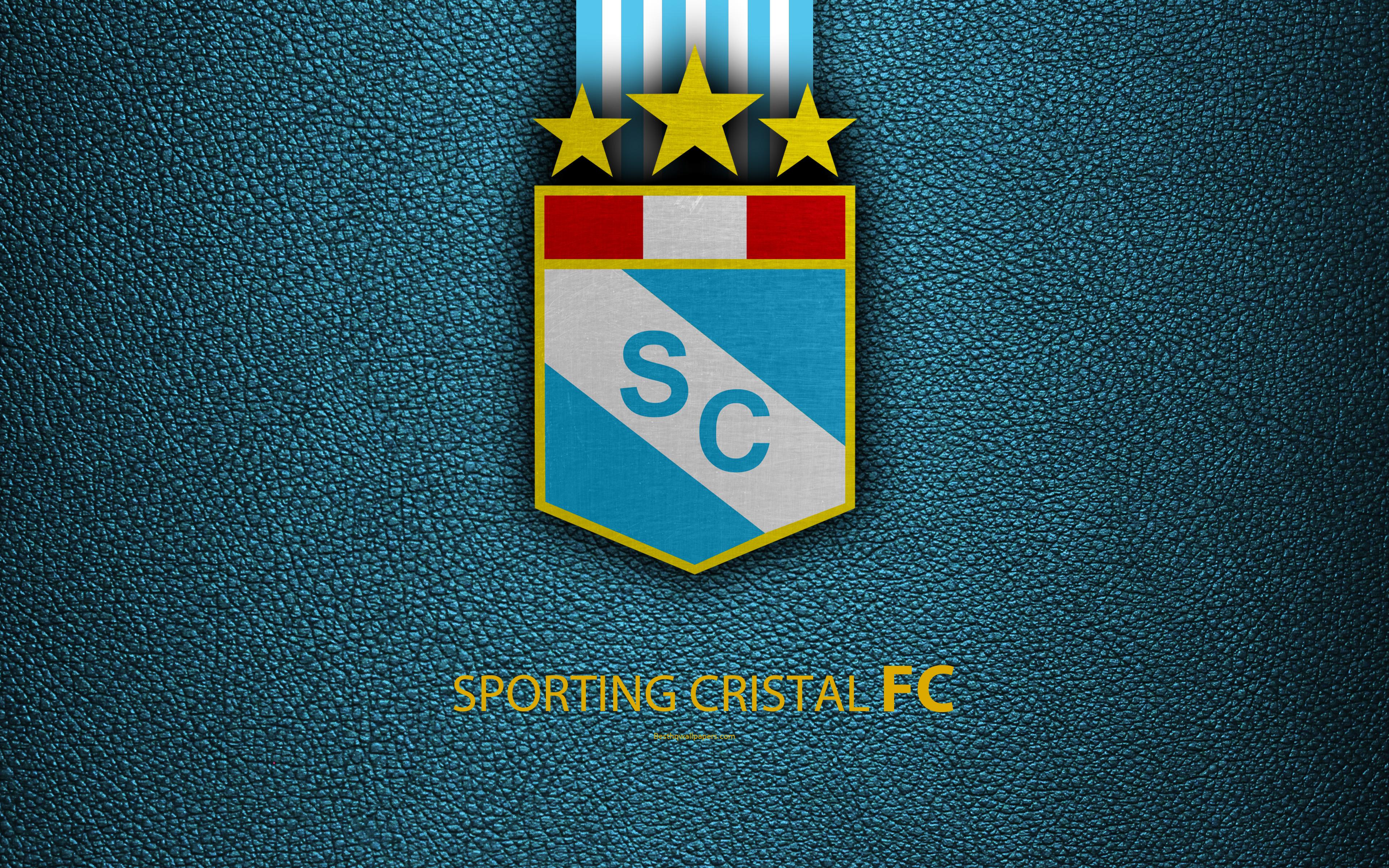 Download wallpaper Sporting Cristal FC, 4k, logo, leather texture