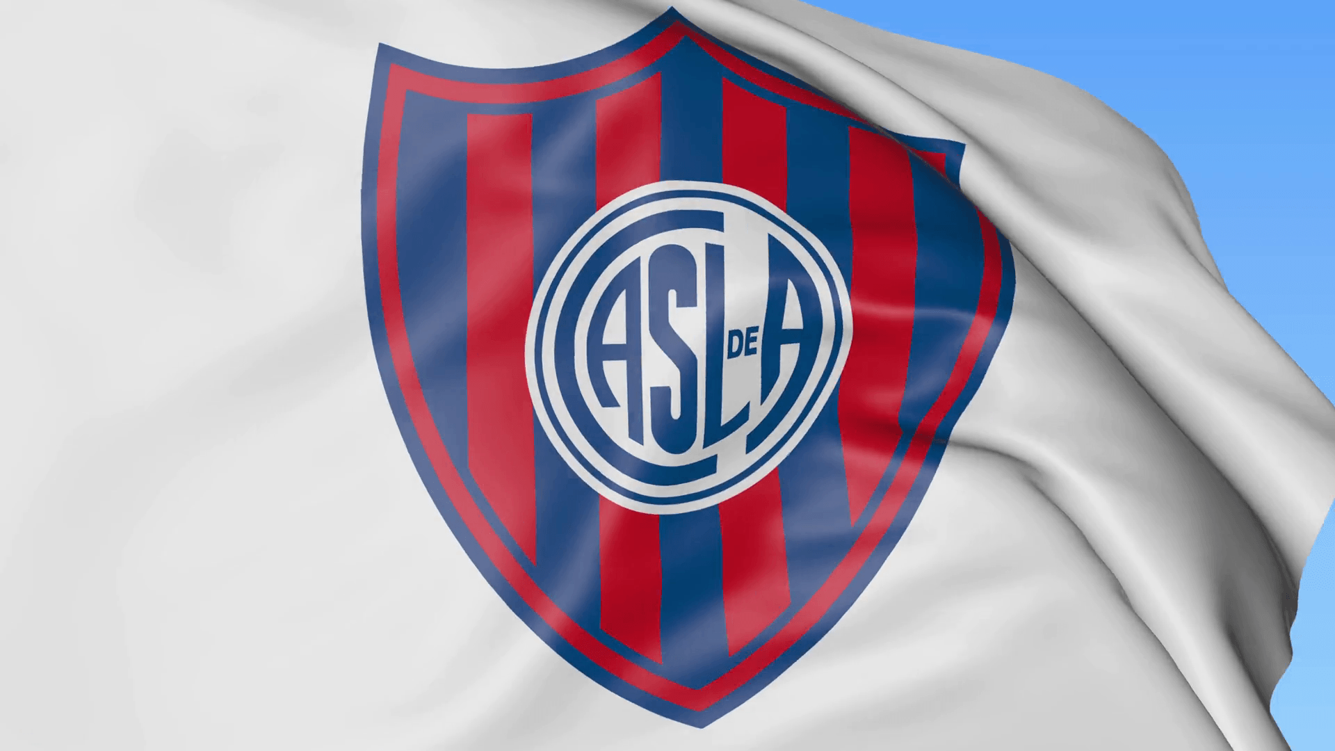 Close Up Of Waving Flag With San Lorenzo De Almagro Football Club