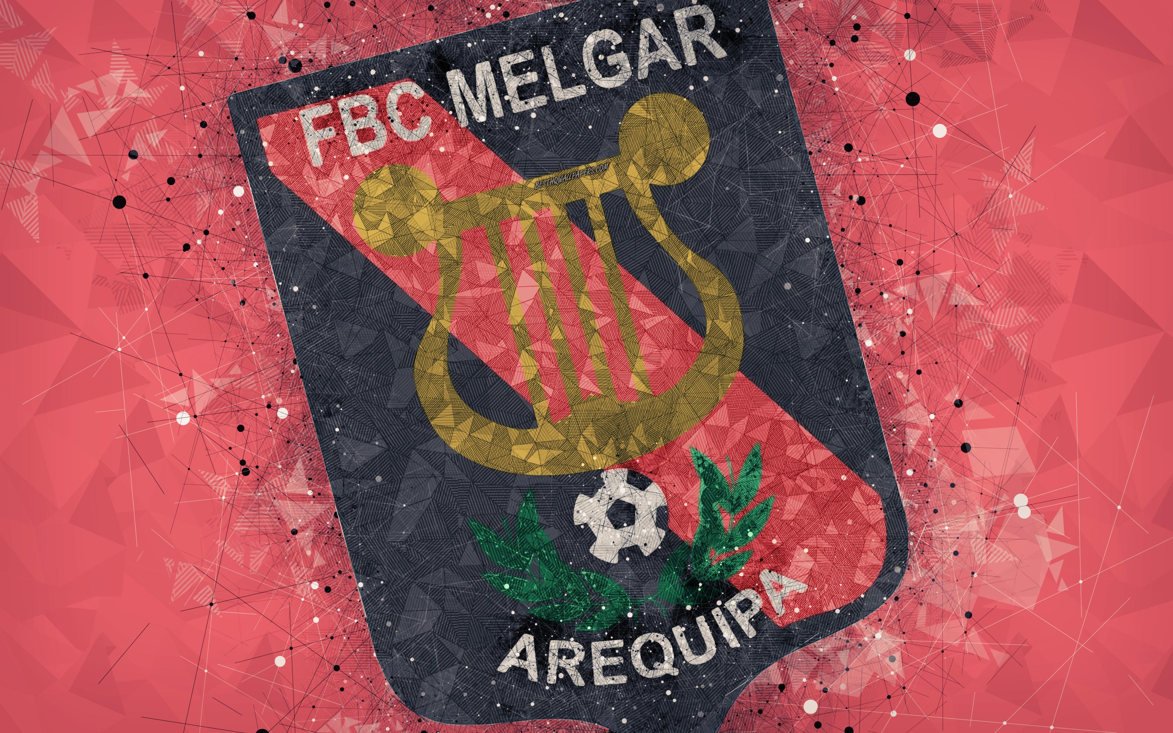 Download wallpaper FBC Melgar, 4k, geometric art, logo, Peruvian