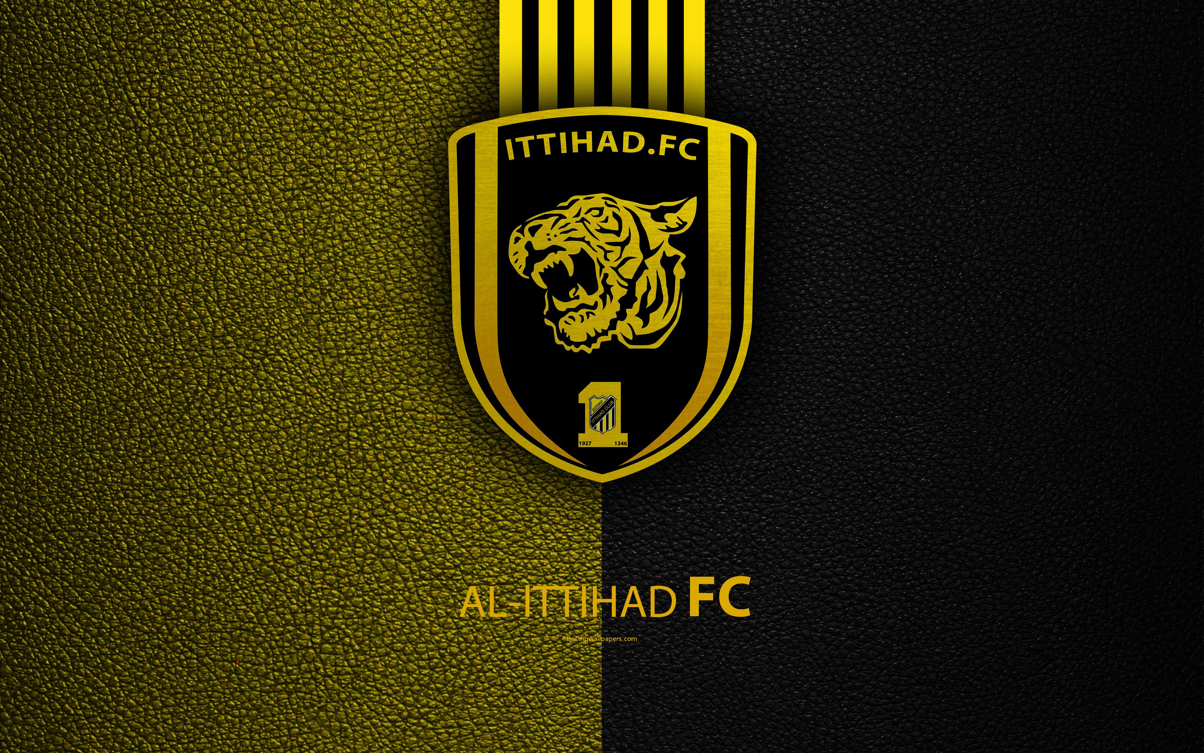 Download Wallpaper Al Ittihad, 4K, Saudi Football Club, Leather