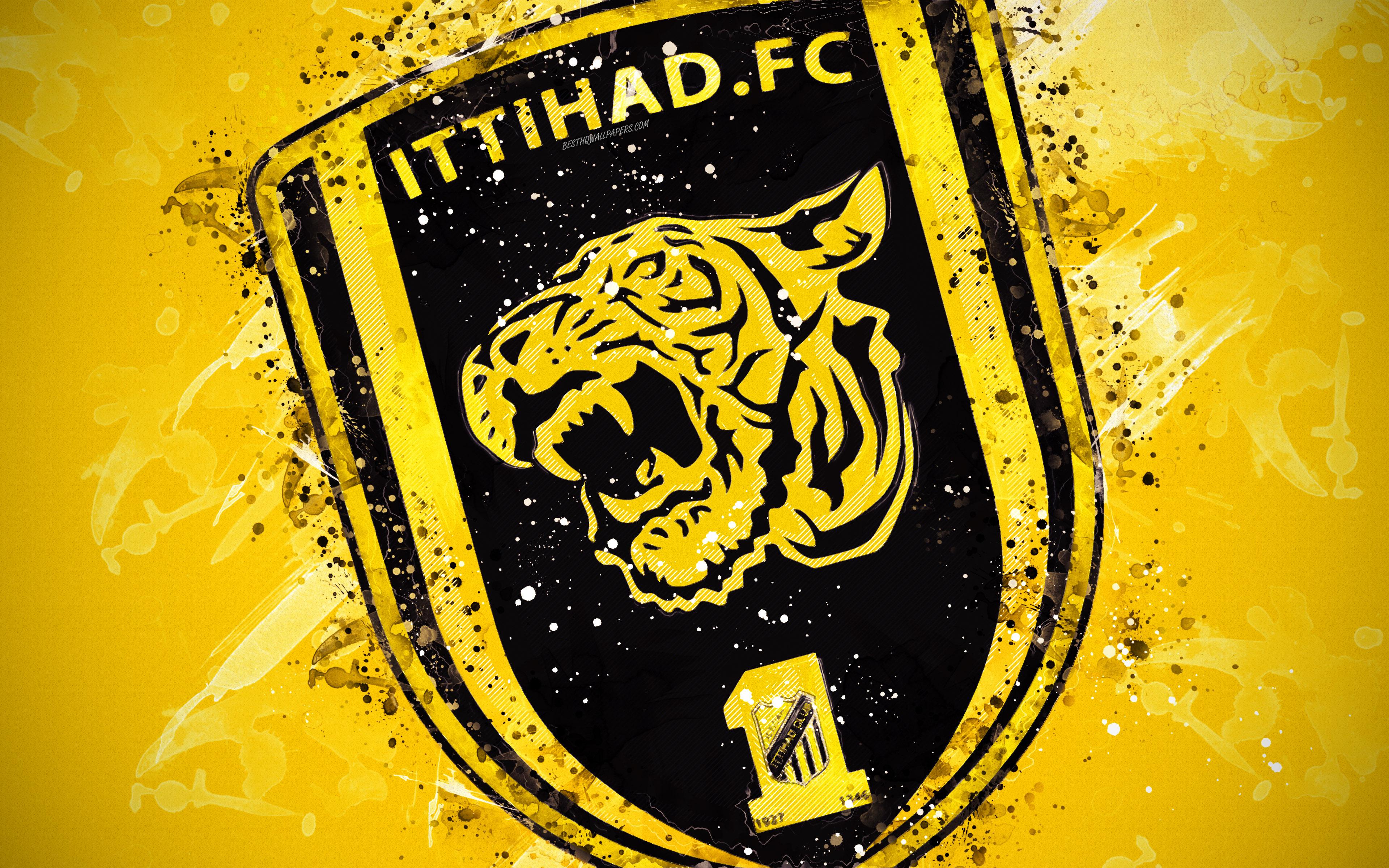 Download Wallpaper Al Ittihad Club, 4k, Paint Art, Logo, Creative