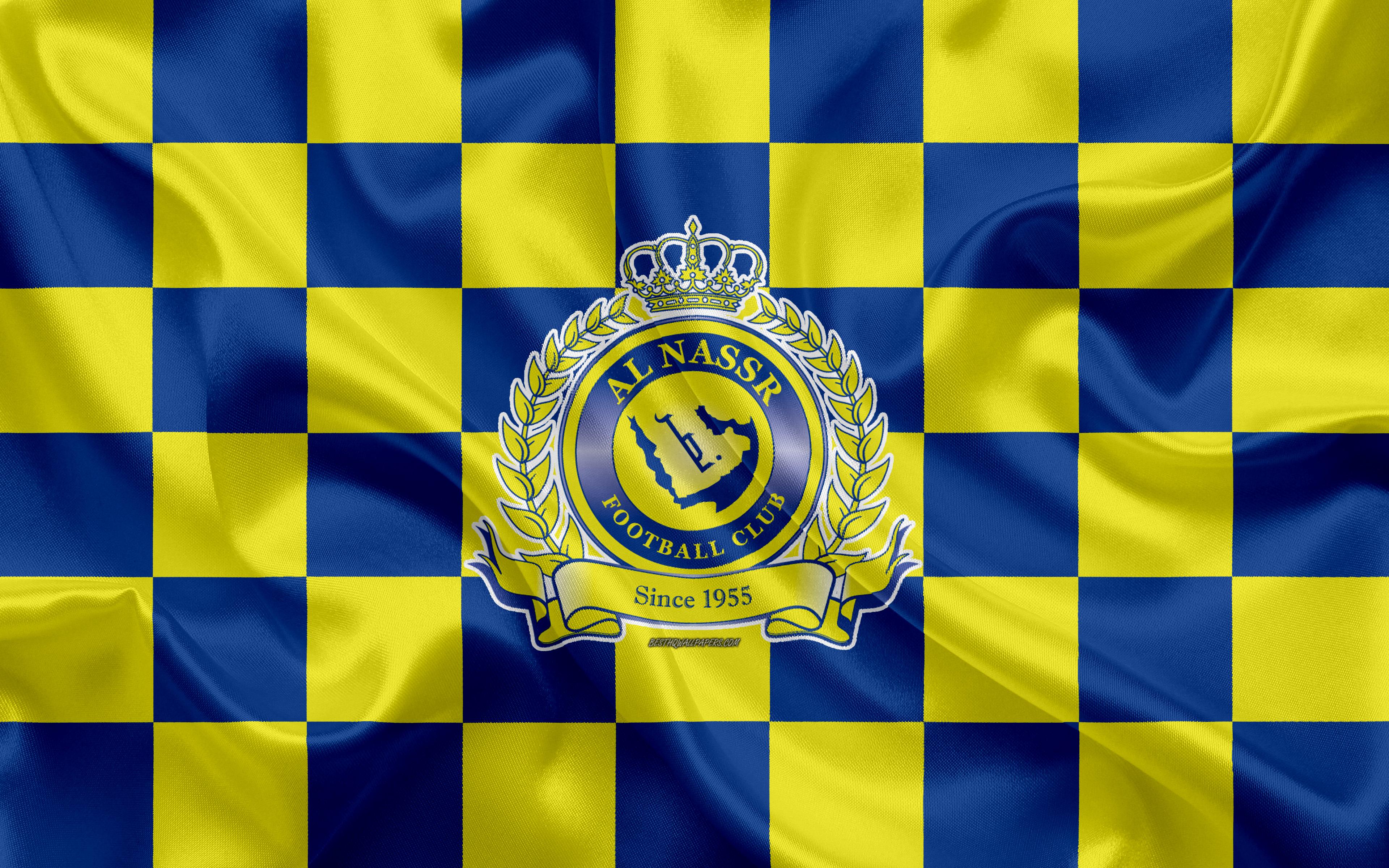 Download Wallpaper Al Nassr FC, 4k, Logo, Creative Art, Yellow Blue