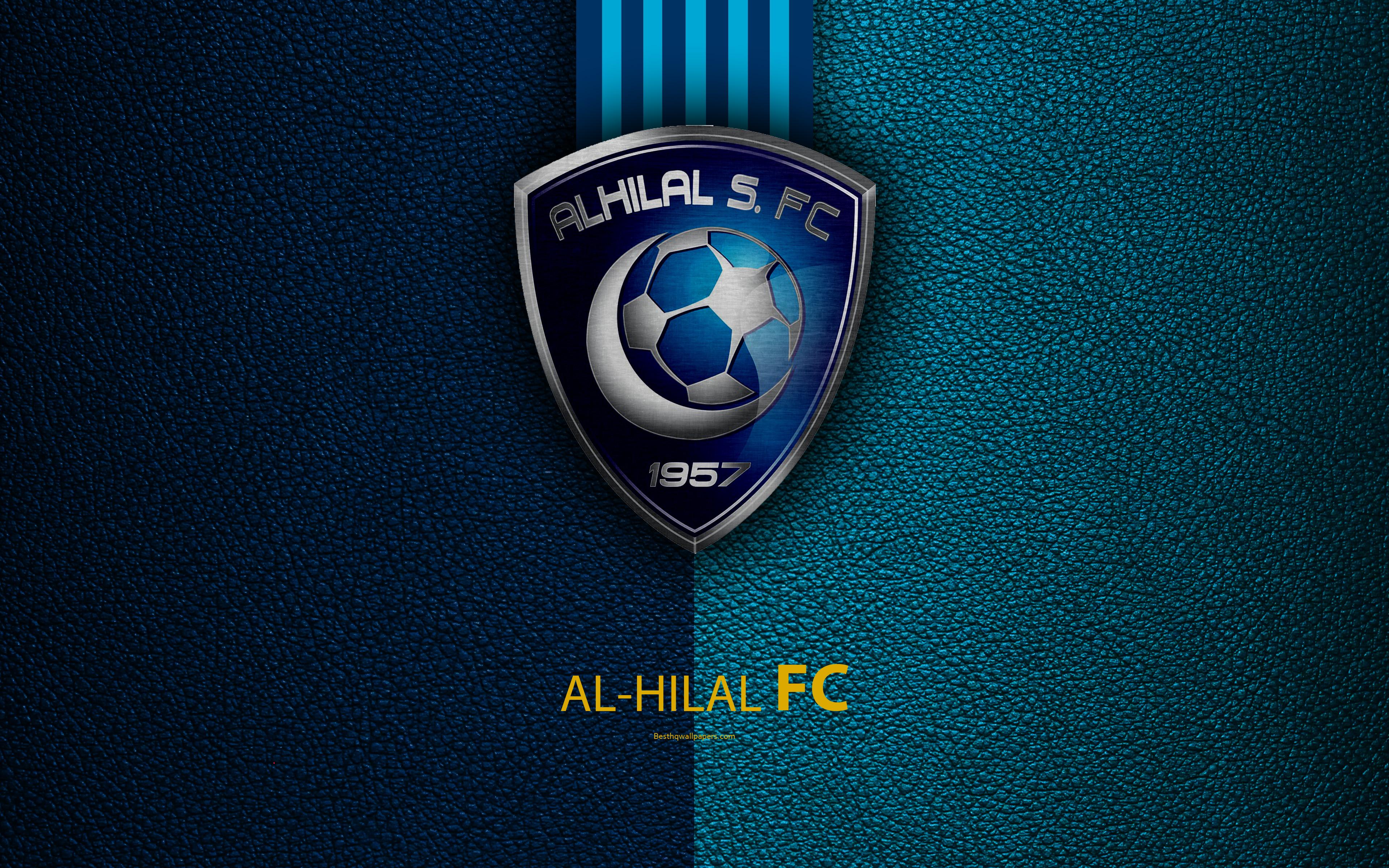 Download Wallpaper Al Hilal FC, 4K, Saudi Football Club, Leather