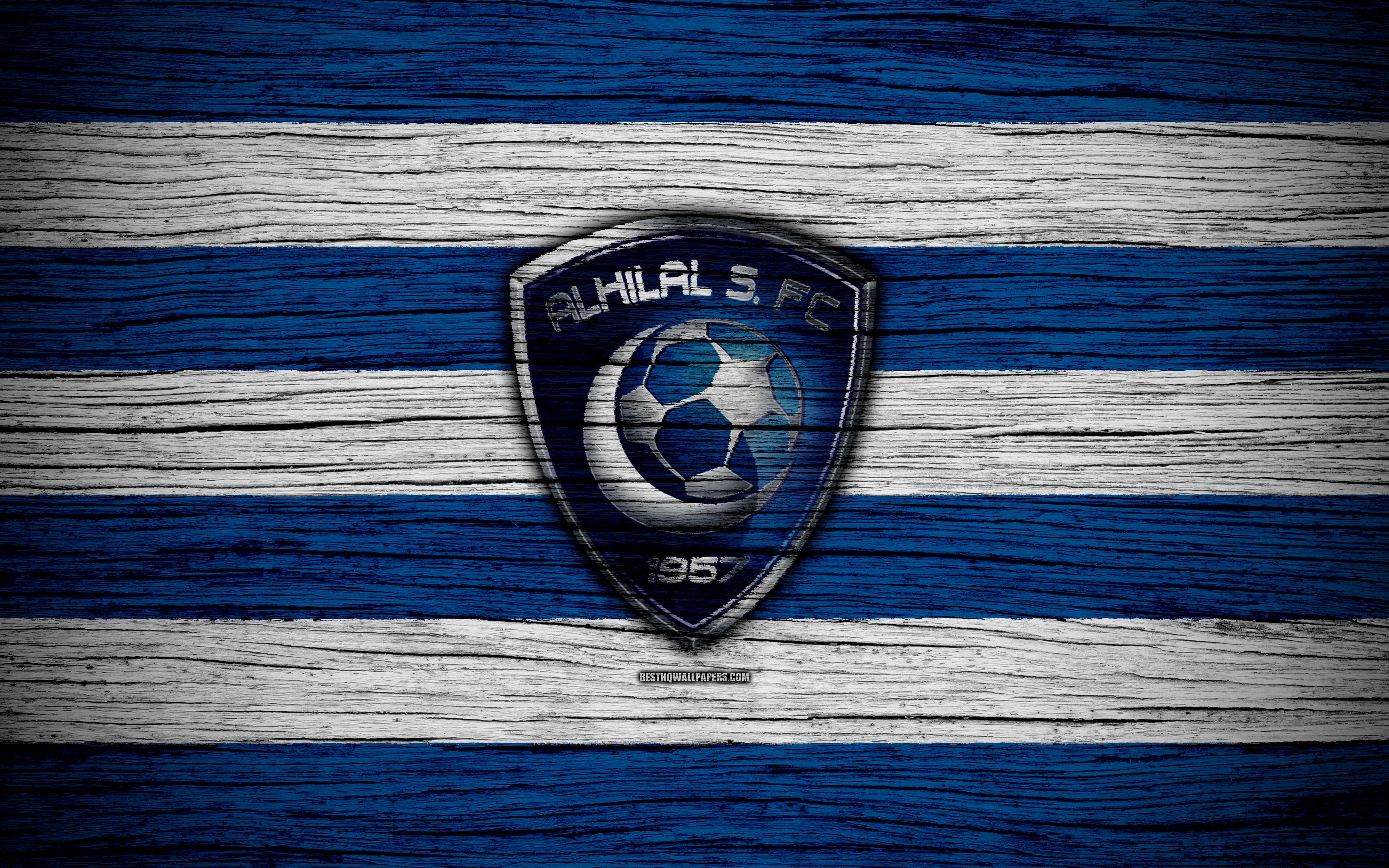 Download Wallpaper 4k, Al Hilal FC, Logo, Saudi Professional League