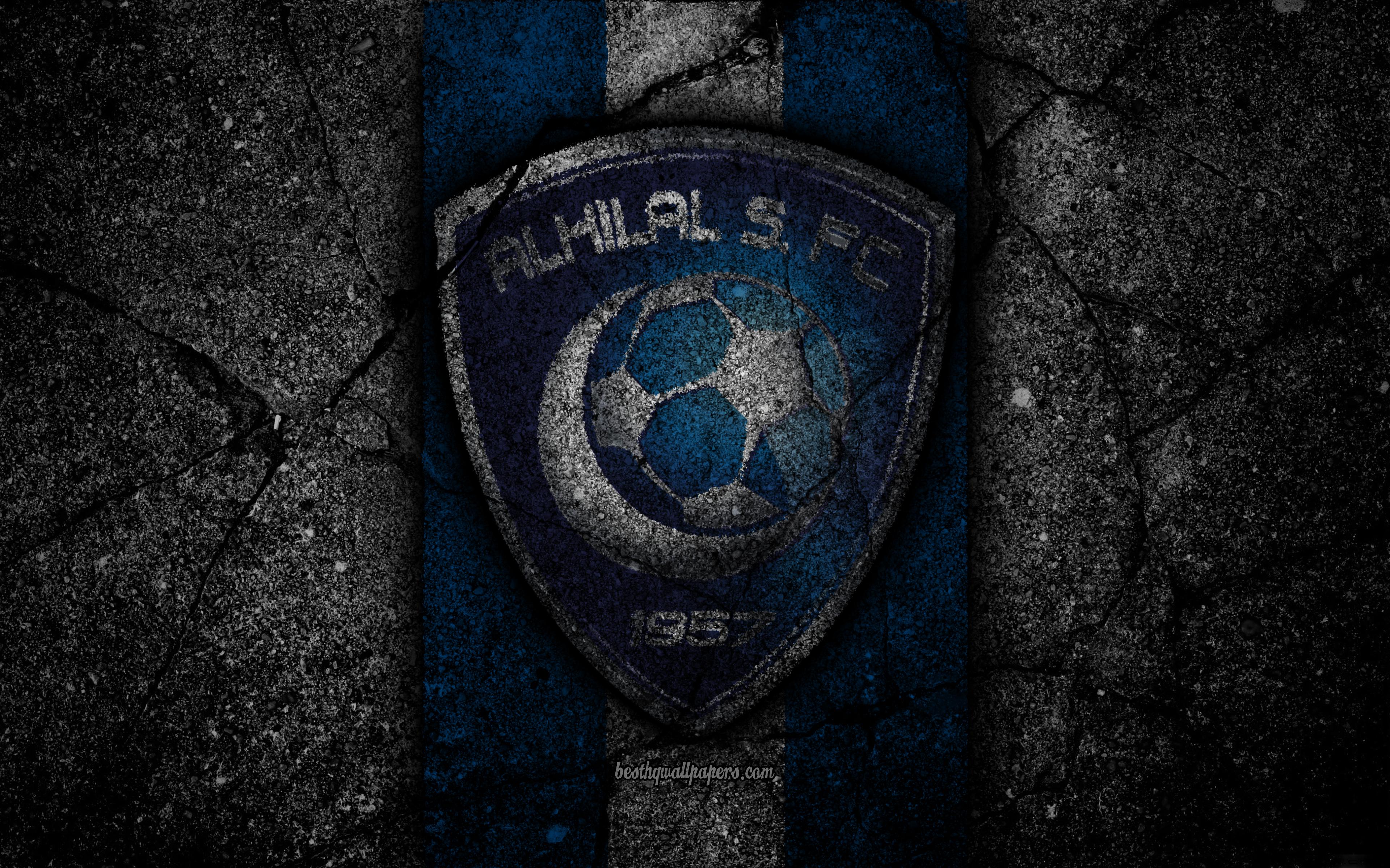 Download Wallpaper Al Hilal FC, 4k, Emblem, Saudi Professional
