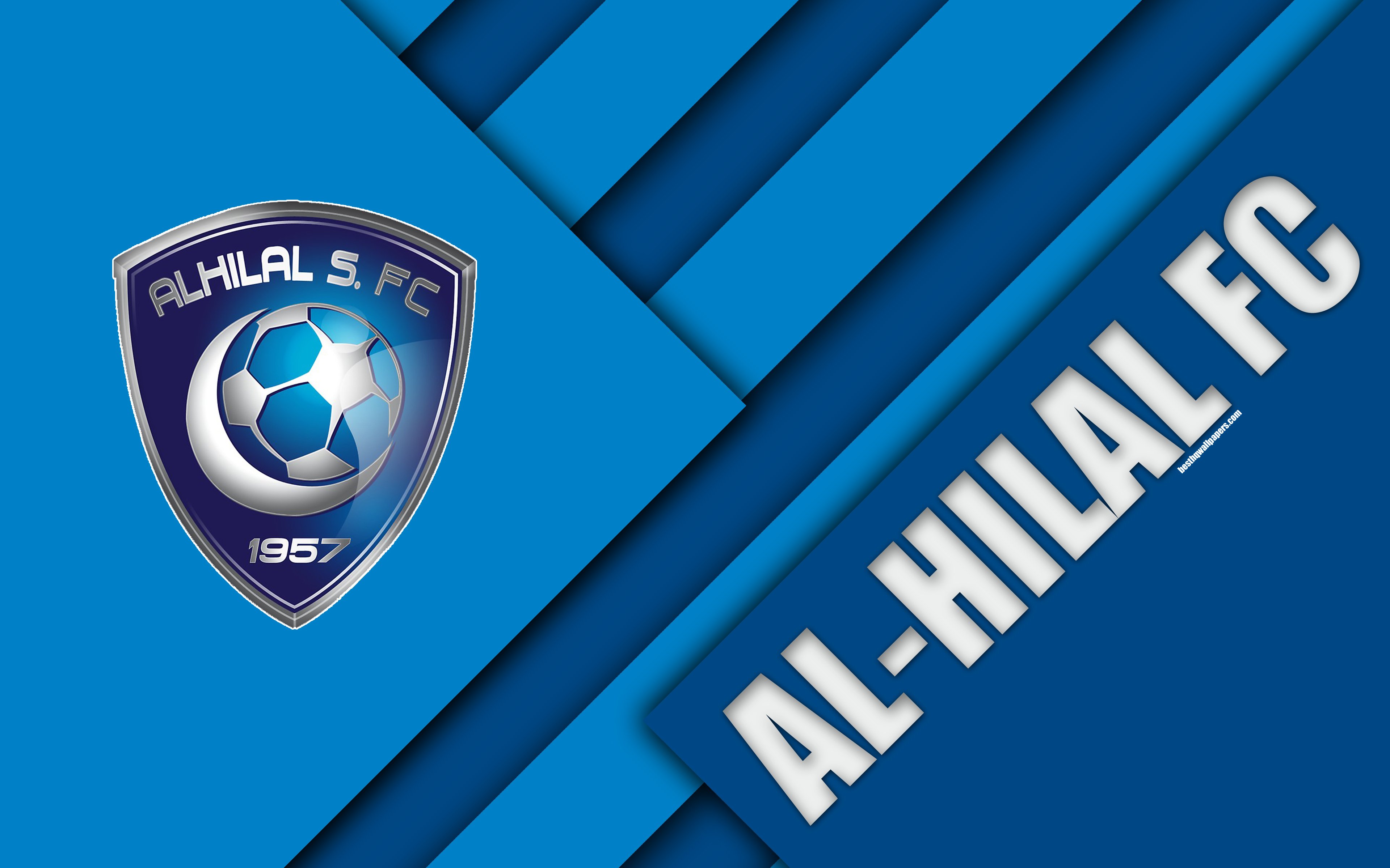 Download Wallpaper Al Hilal FC, 4k, Blue Abstraction, Logo, Saudi