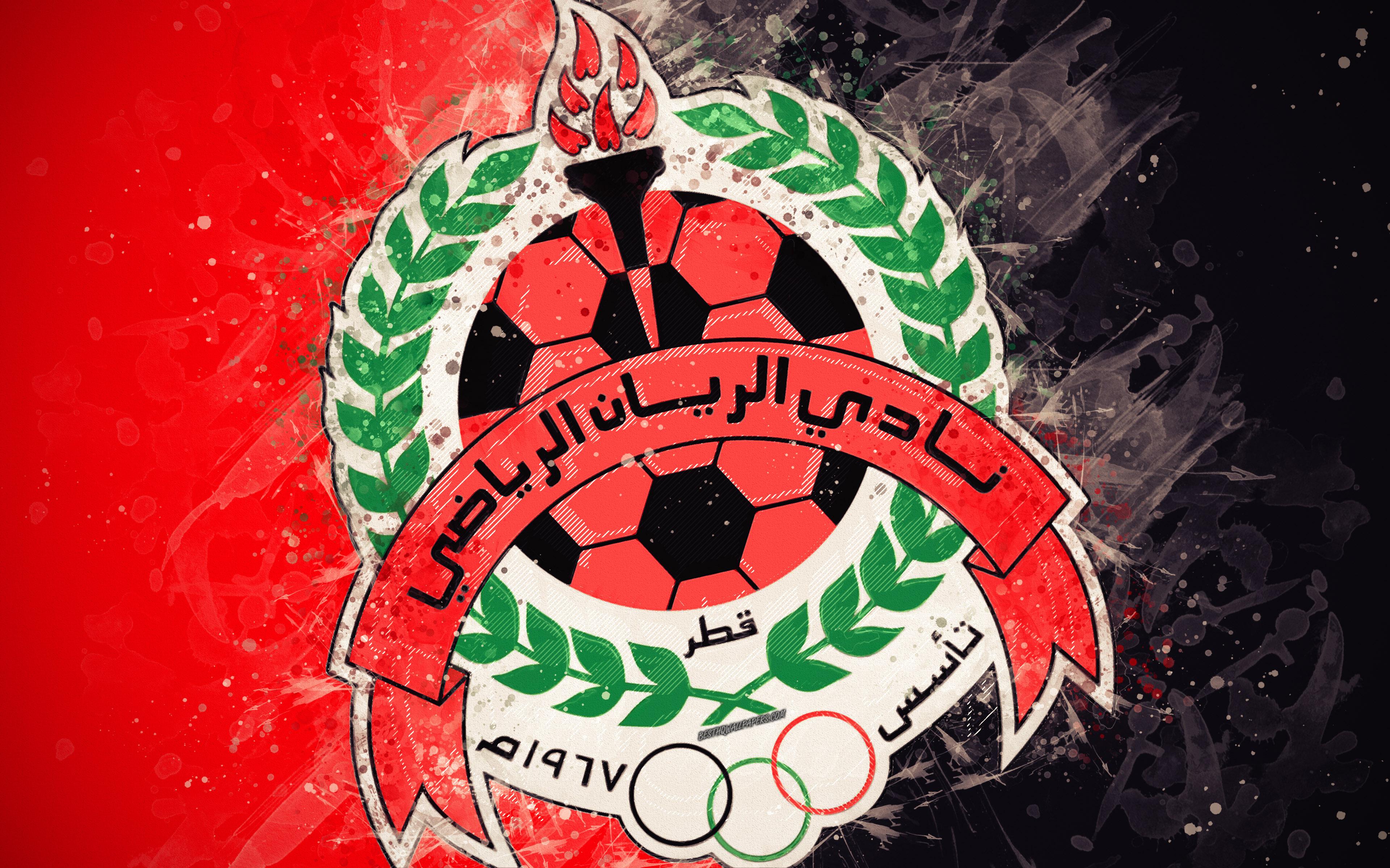 Download Wallpaper Al Rayyan SC, 4k, Qatari Football Team, Art