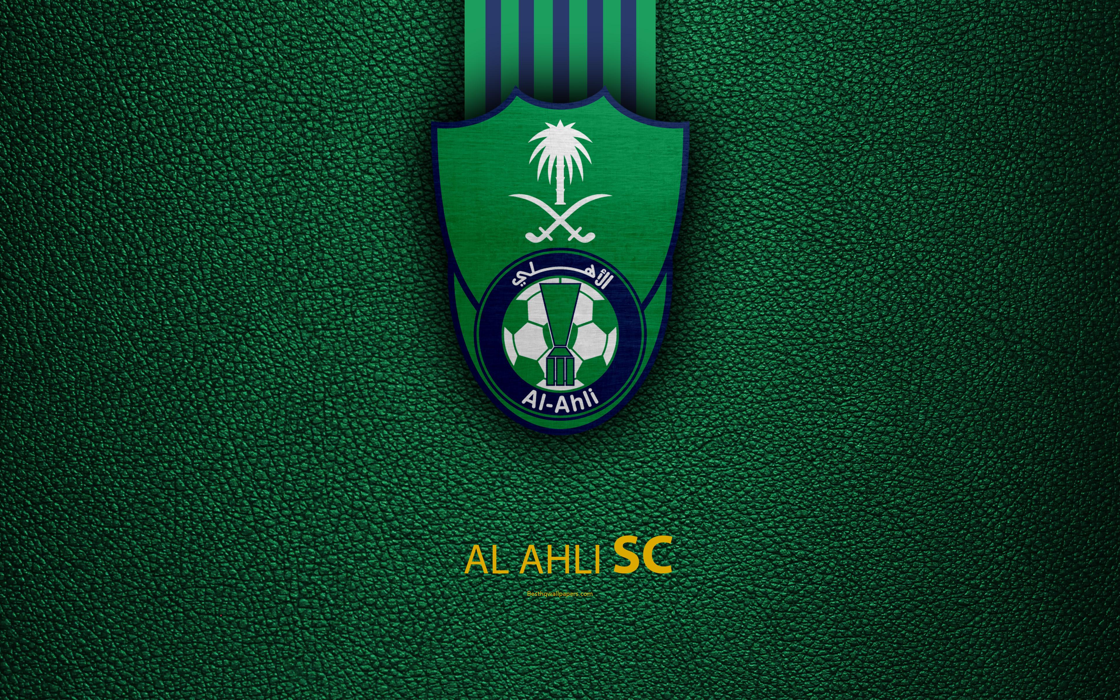 Download wallpaper Al Ahli SC, 4K, Saudi Football Club, leather