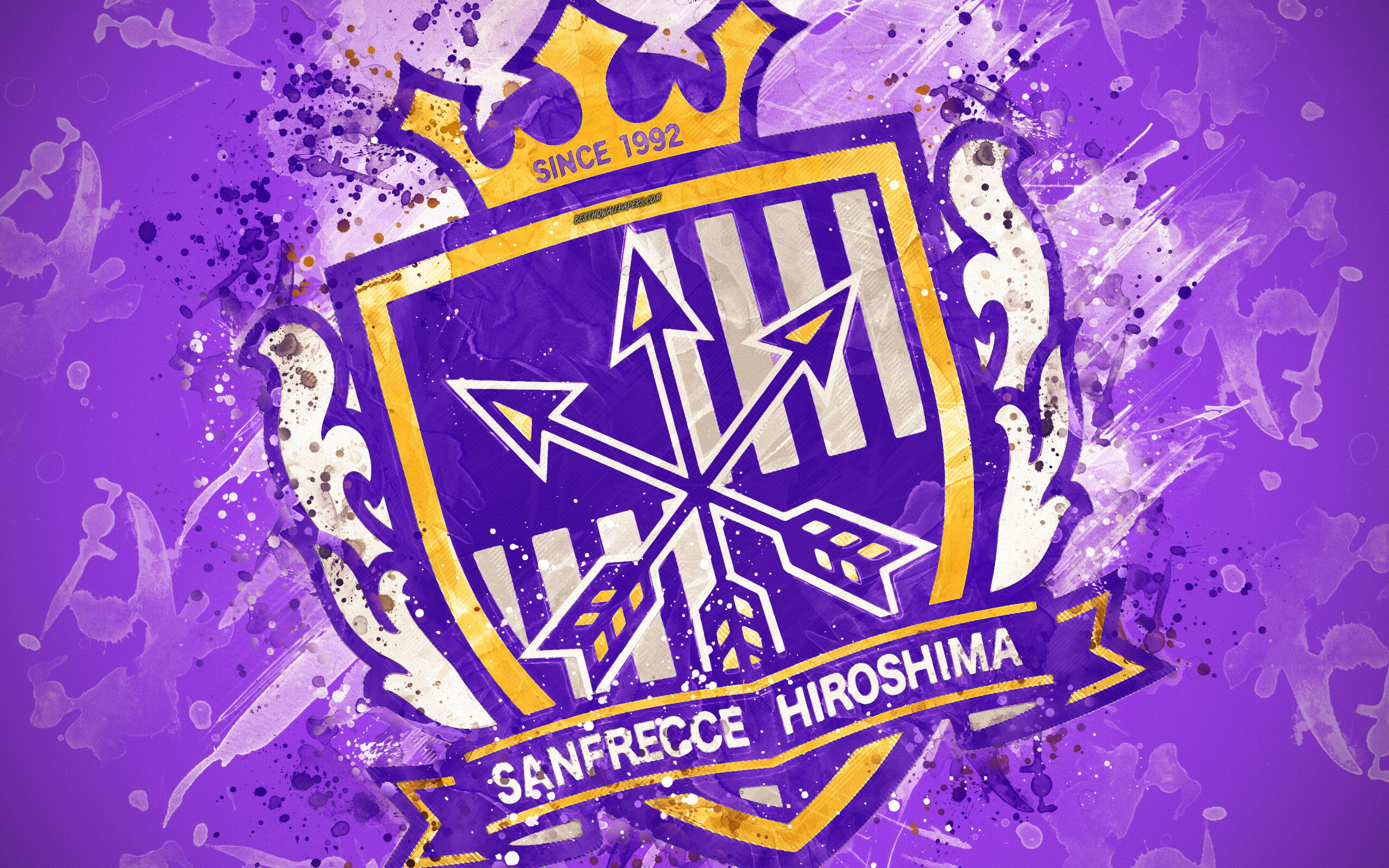 Download wallpaper Sanfrecce Hiroshima FC, 4k, paint art, logo