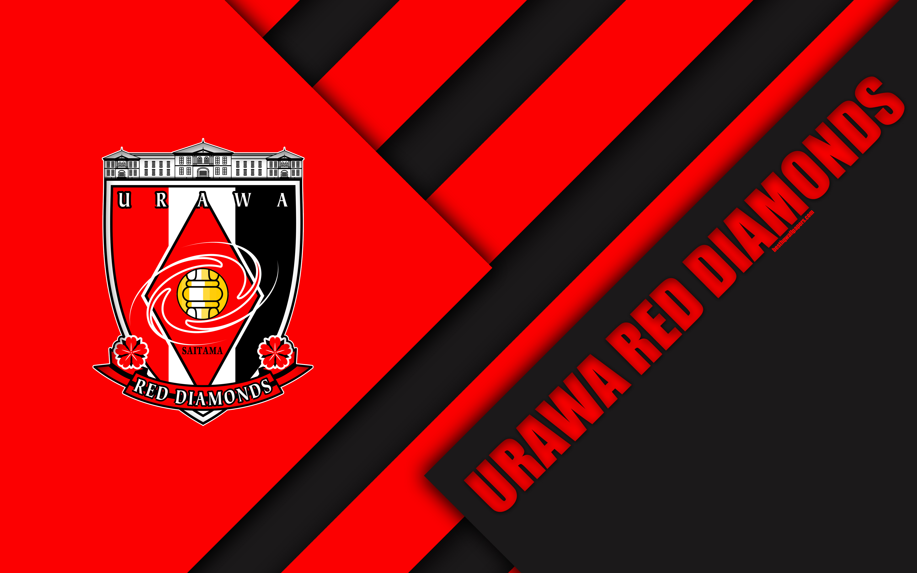 Download wallpaper Urawa Red Diamonds FC, 4k, material design