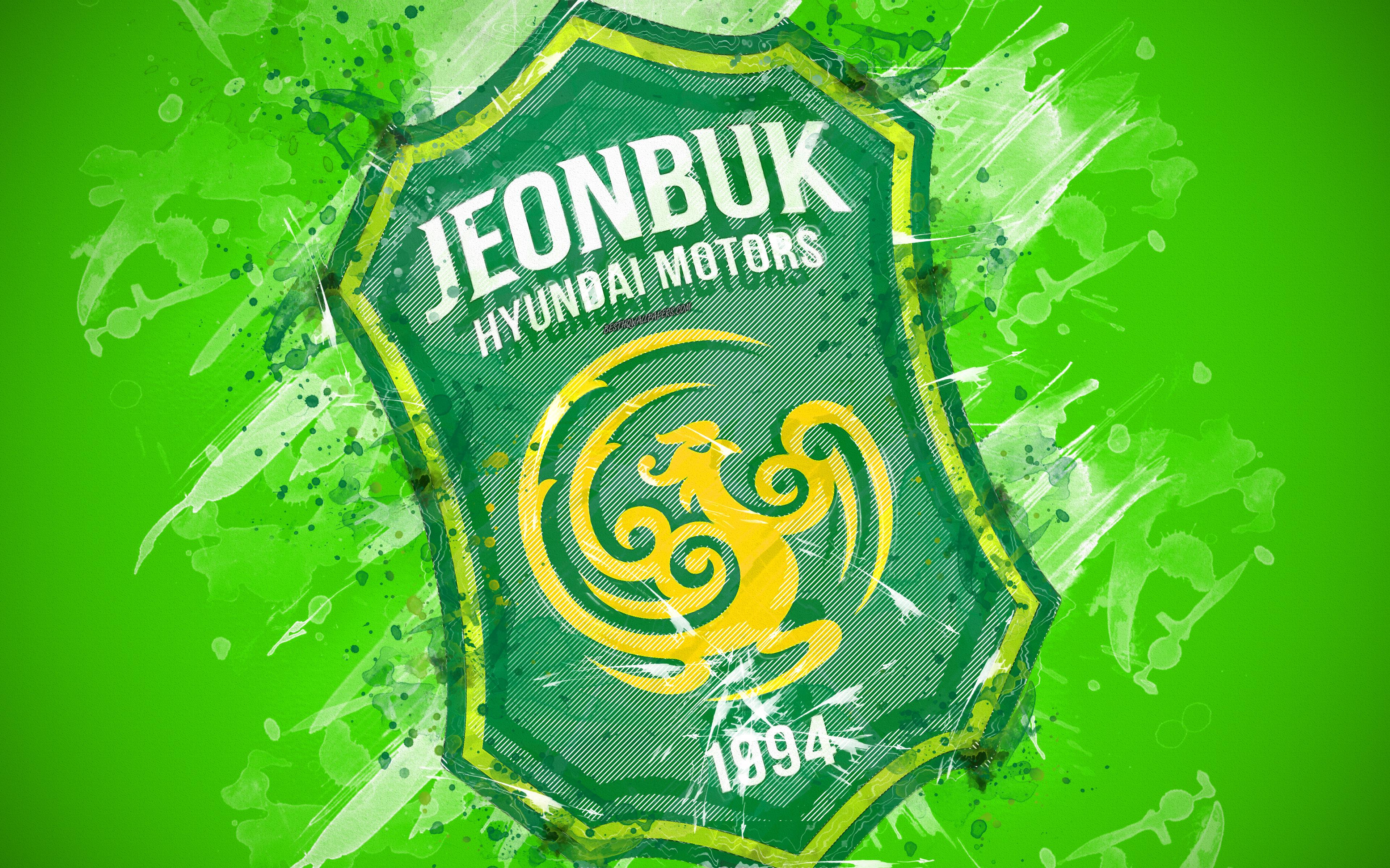 Download wallpaper Jeonbuk Hyundai Motors FC, 4k, paint art, logo