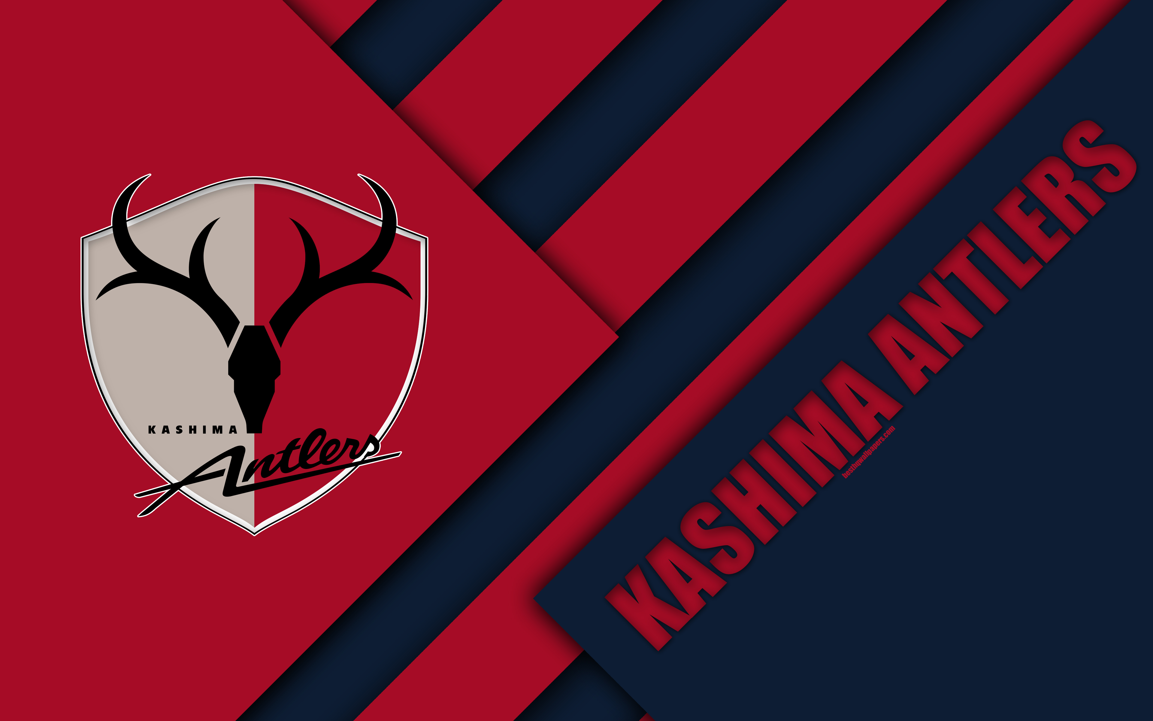 Download wallpaper Kashima Antlers FC, 4k, material design