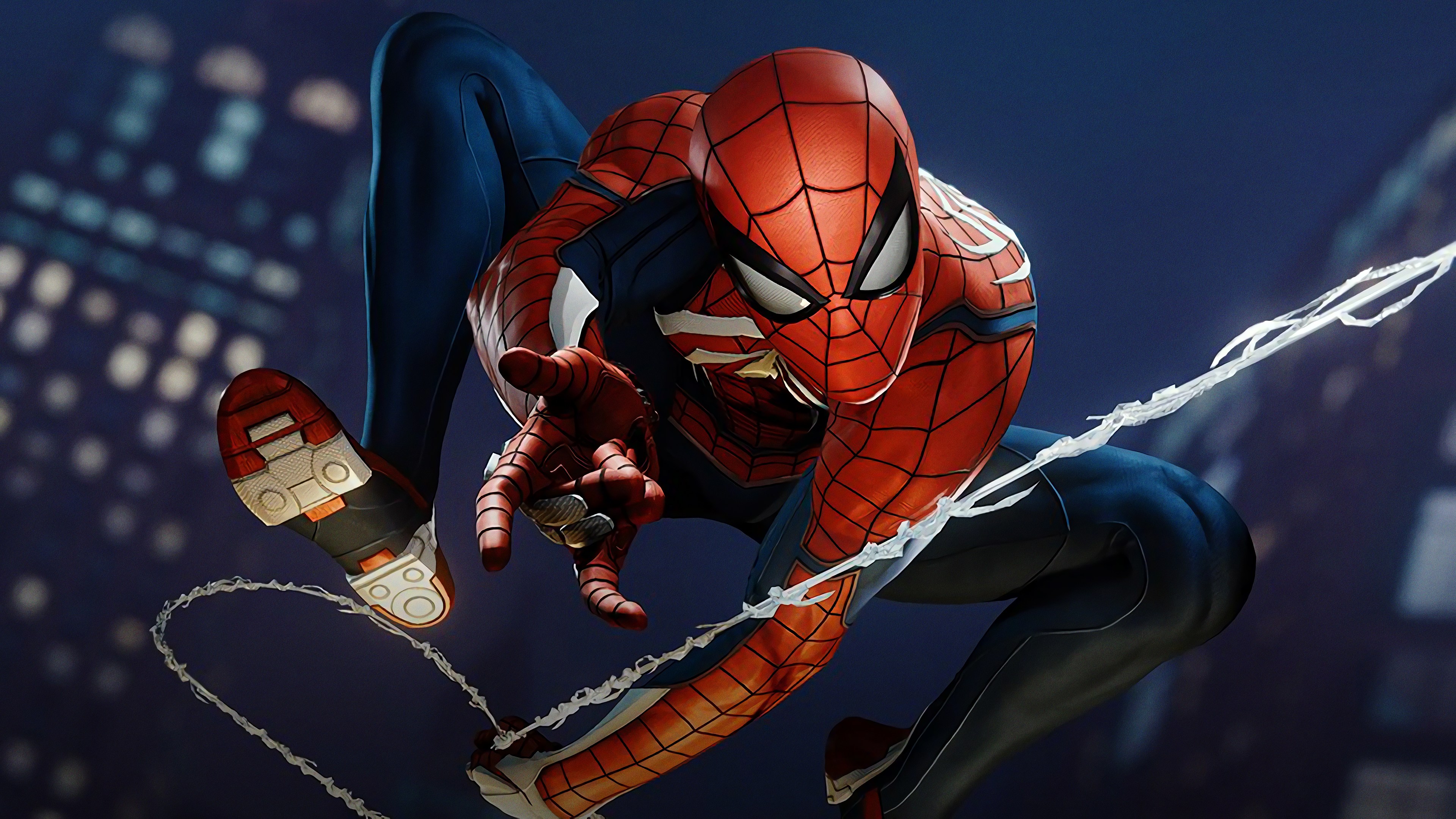 Spider Man (PS4) Man Web Swing 4k Ultra HD Wallpaper