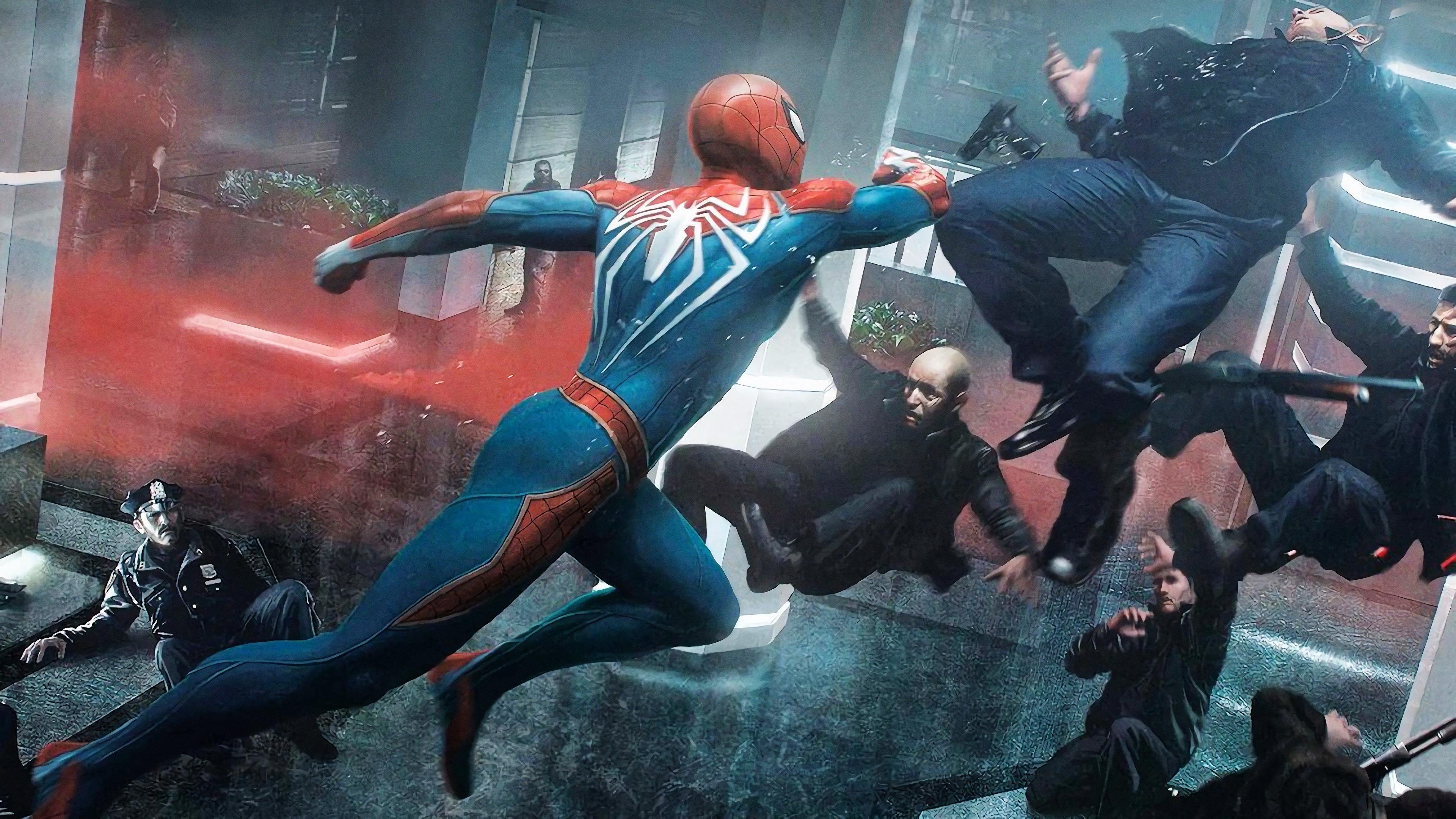 Spider Man (PS4) Spider Man Fight 4k Ultra HD Wallpaper. Background