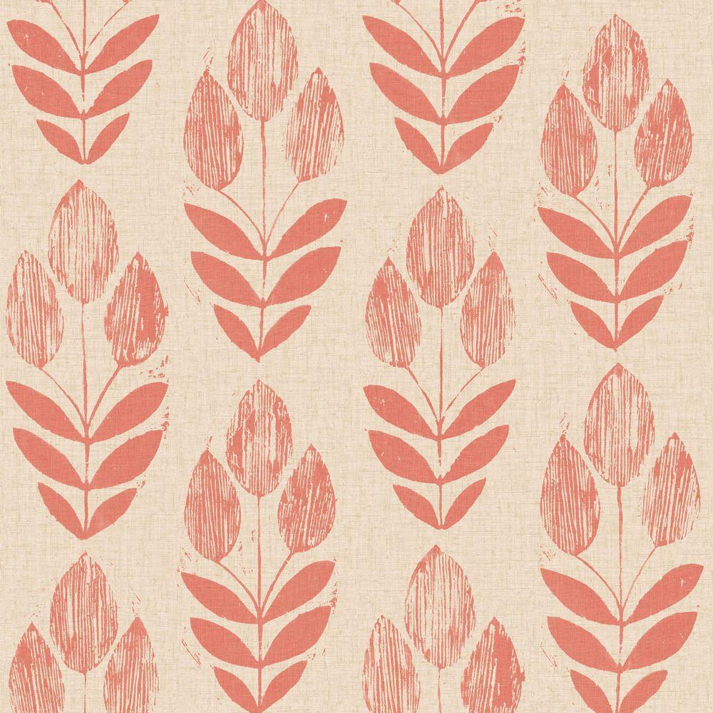 Beacon House Scandinavian Red Block Print Tulip Wallpaper