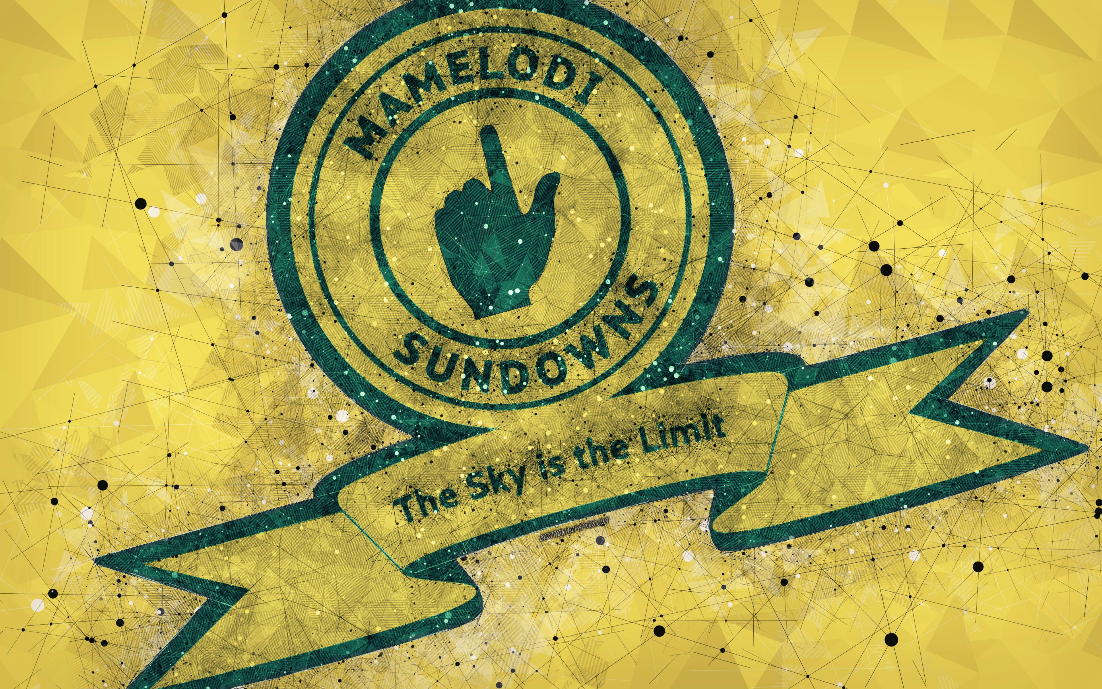 Download wallpaper Mamelodi Sundowns FC, 4k, logo, geometric art