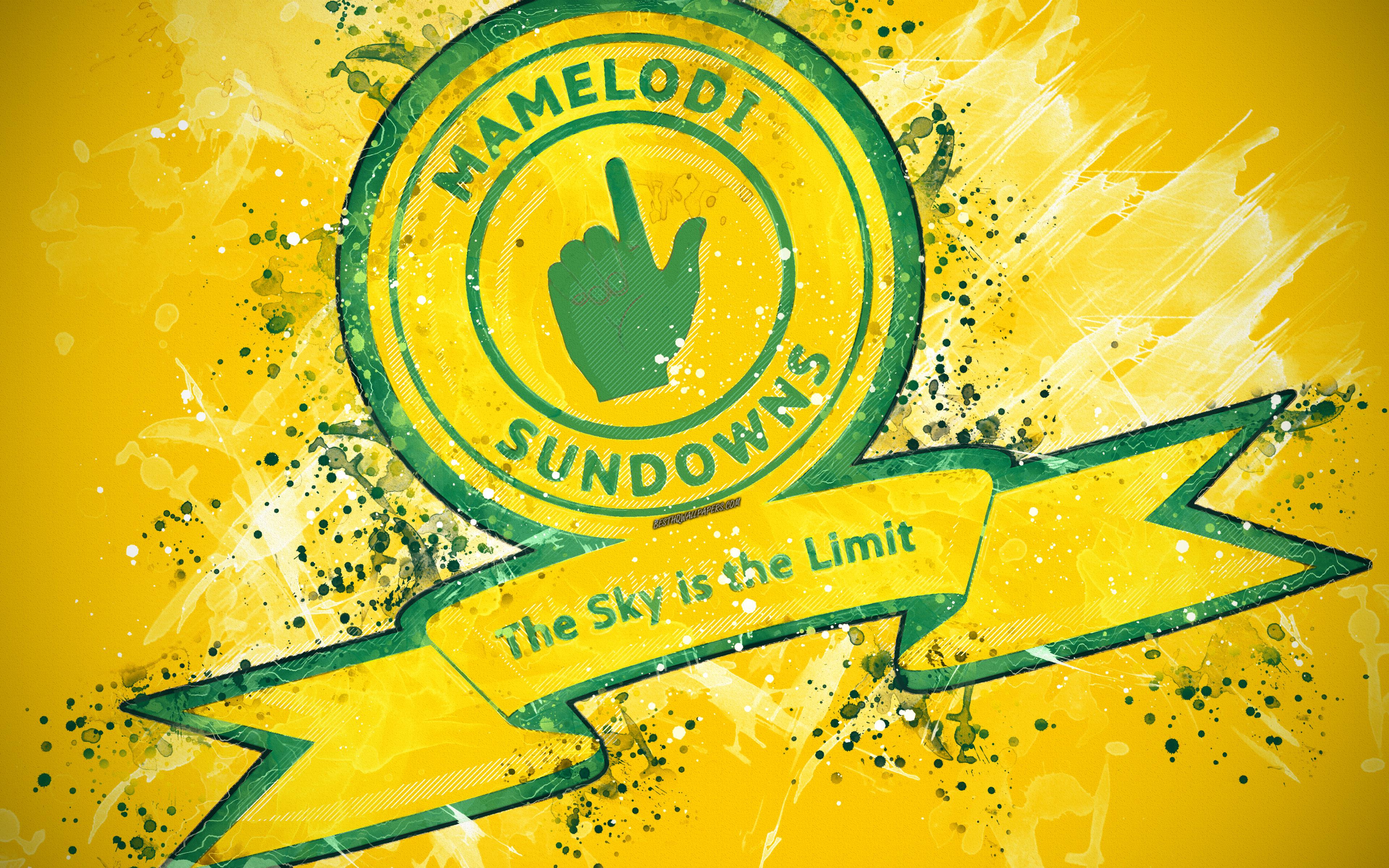 Download wallpaper Mamelodi Sundowns FC, 4k, paint art, logo