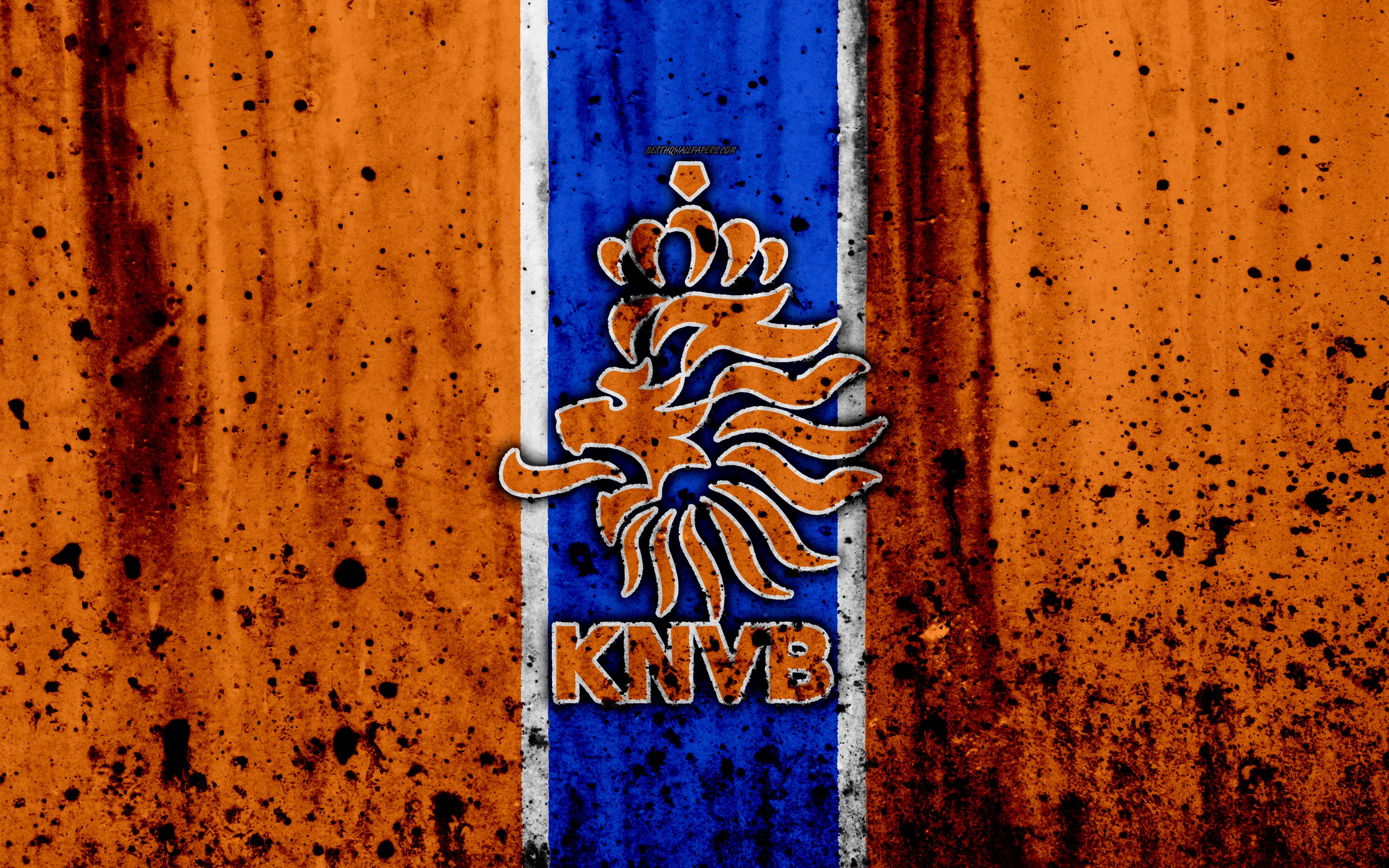 Download wallpaper Netherlands national football team, 4k, logo