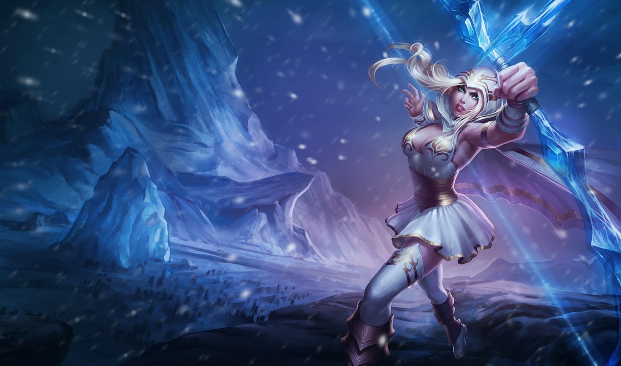 women, League of Legends, frost, Ashe, bow wallpaper
