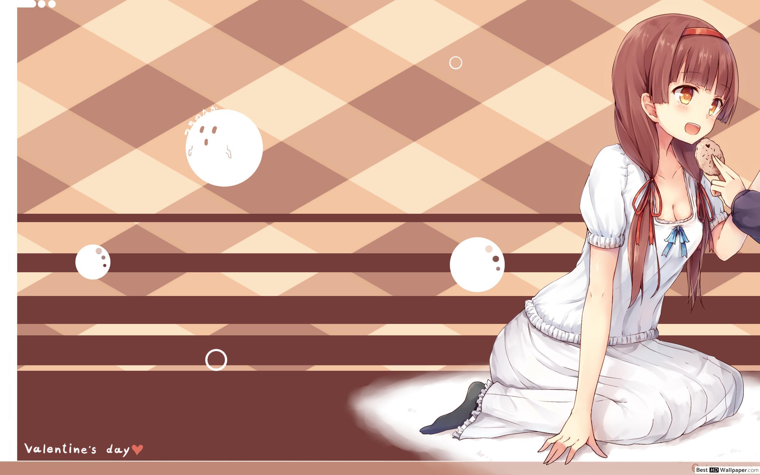Anime girl eating a cookie HD wallpaper download