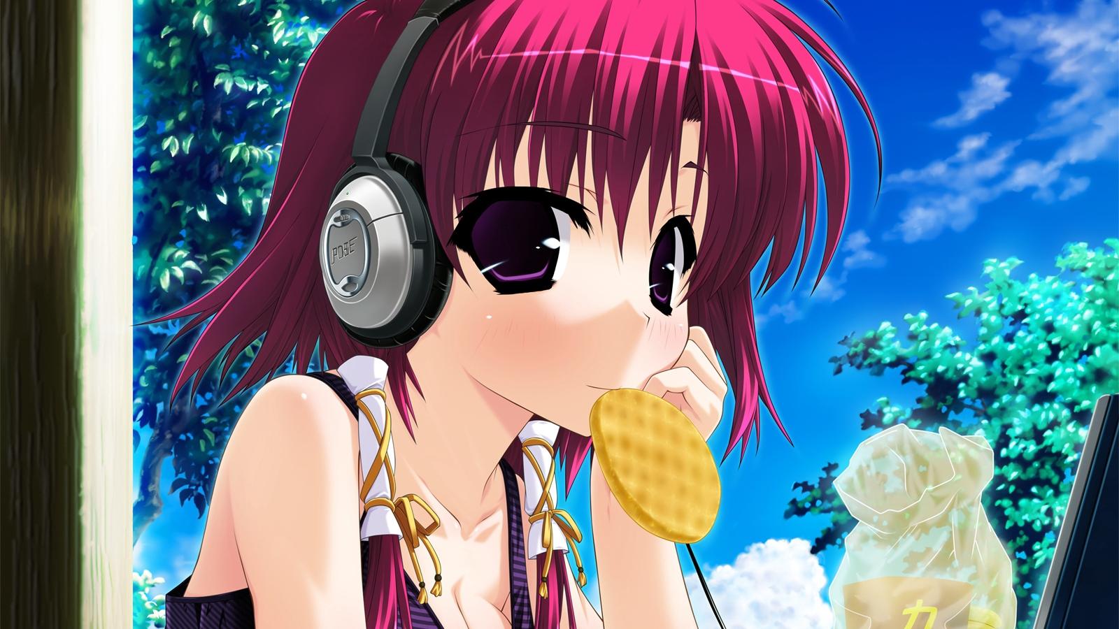 Download wallpaper 1600x900 miso matsu were there, girl, headphones