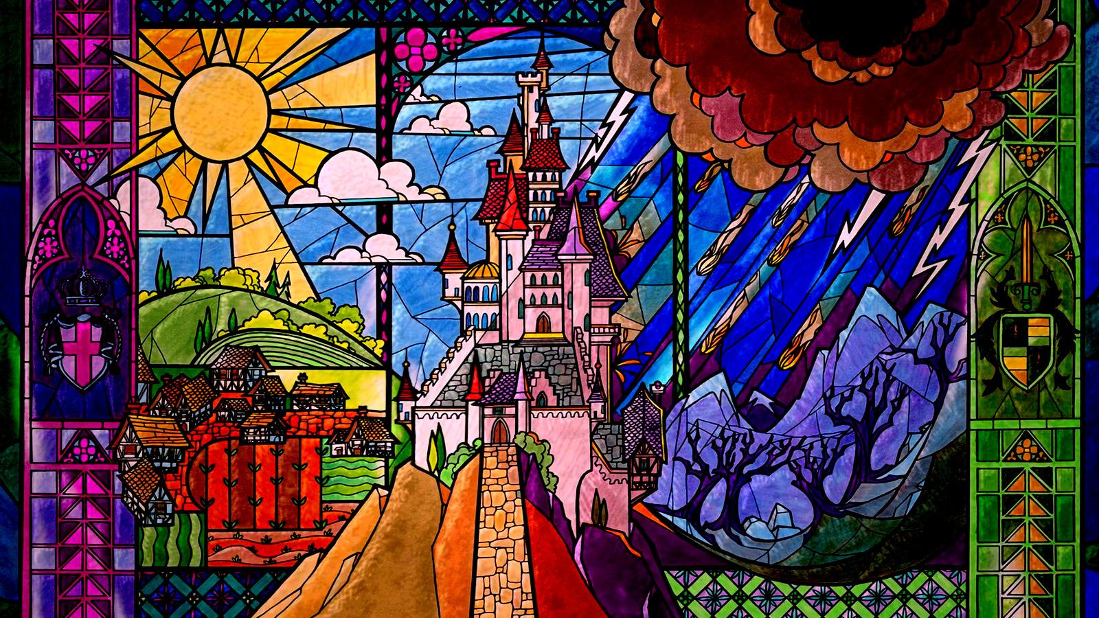 Beauty and the Beast image Stained Glass Wallpaper HD wallpaper