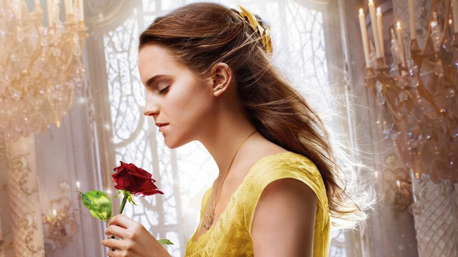 Download 1600x900 Emma Watson, Beauty And The Beast, Rose, Profile