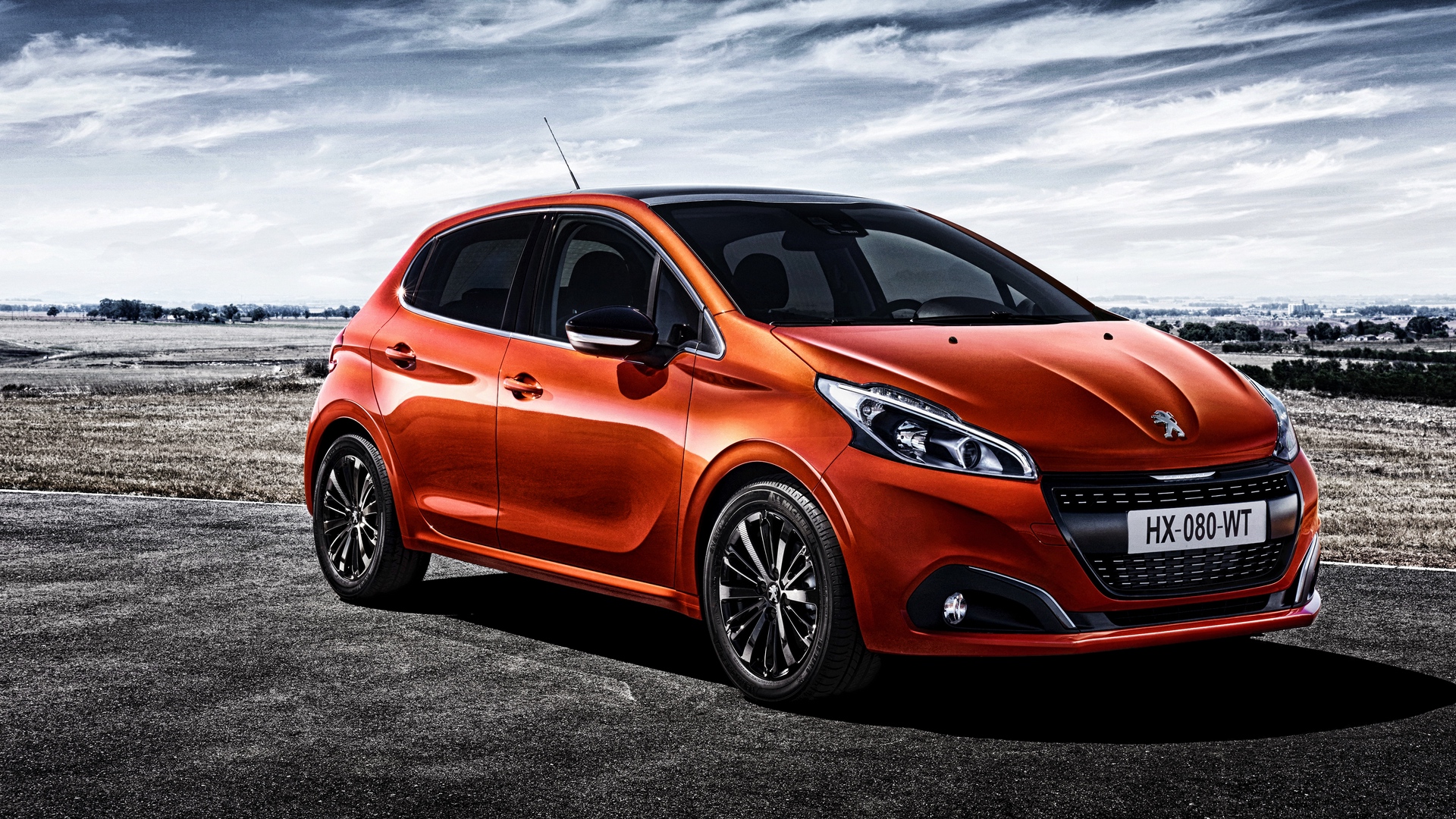 Download wallpaper 1920x1080 peugeot, red, side view full HD