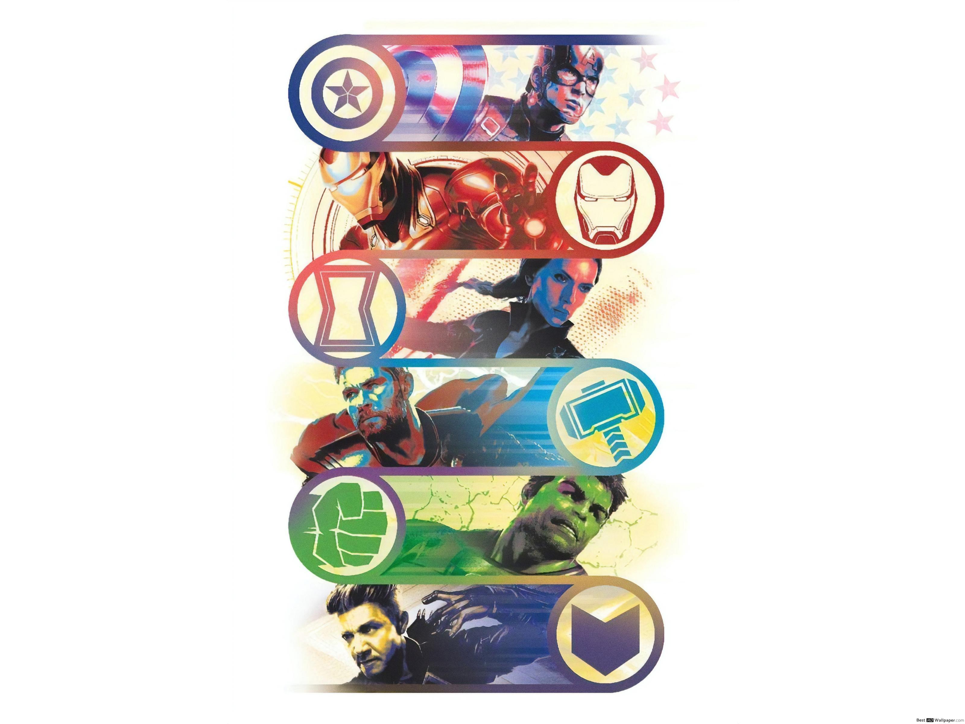 Avengers: Endgame America, Iron Man, Black Widow, Thor, Hulk