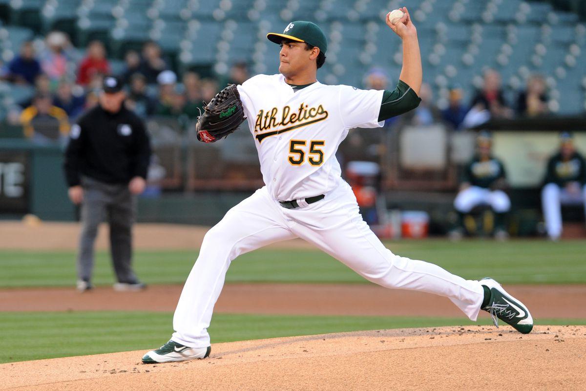 Oakland A's starter Sean Manaea exits game with left pronator