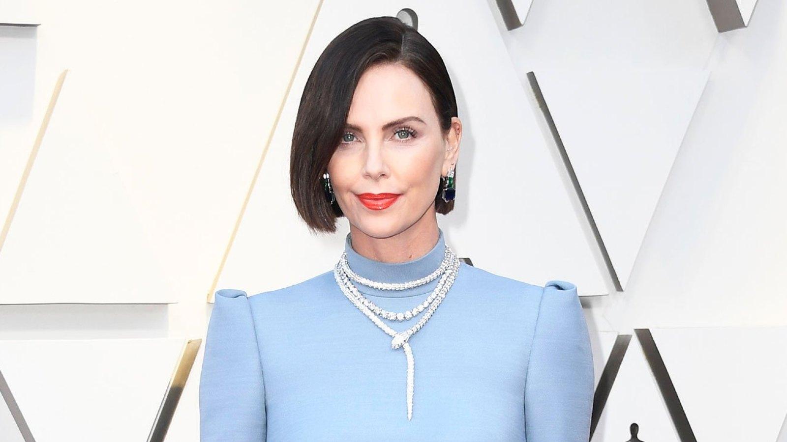 Charlize Theron Brown Hair on Oscars 2019 Red Carpet