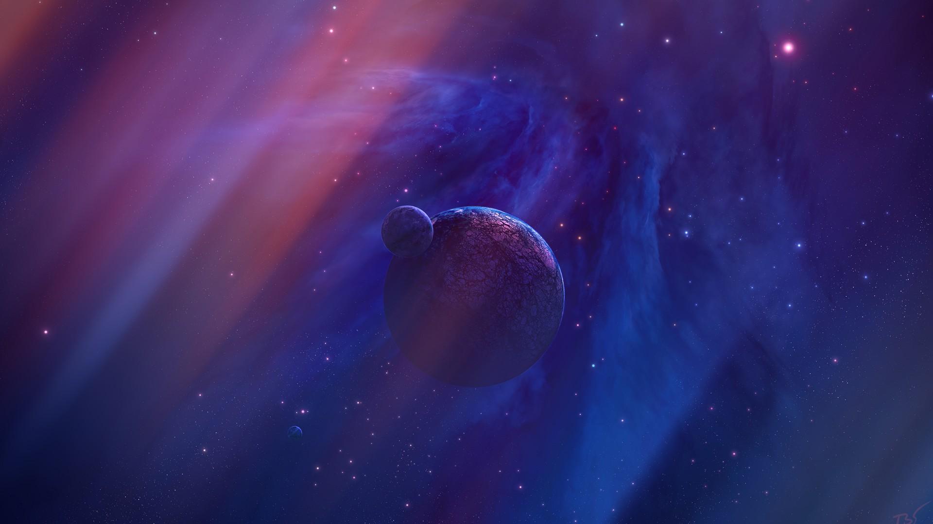 Outer Space Moon Purple Galaxy Wallpaper