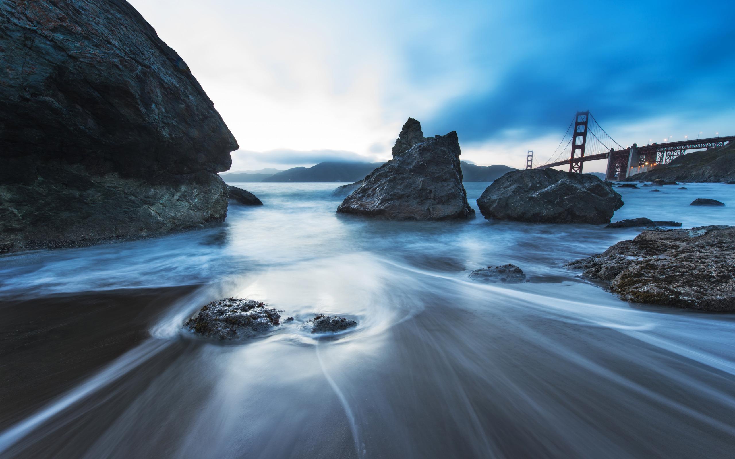 The Golden Gate Bridge seen from Marshall Beach widescreen wallpaper