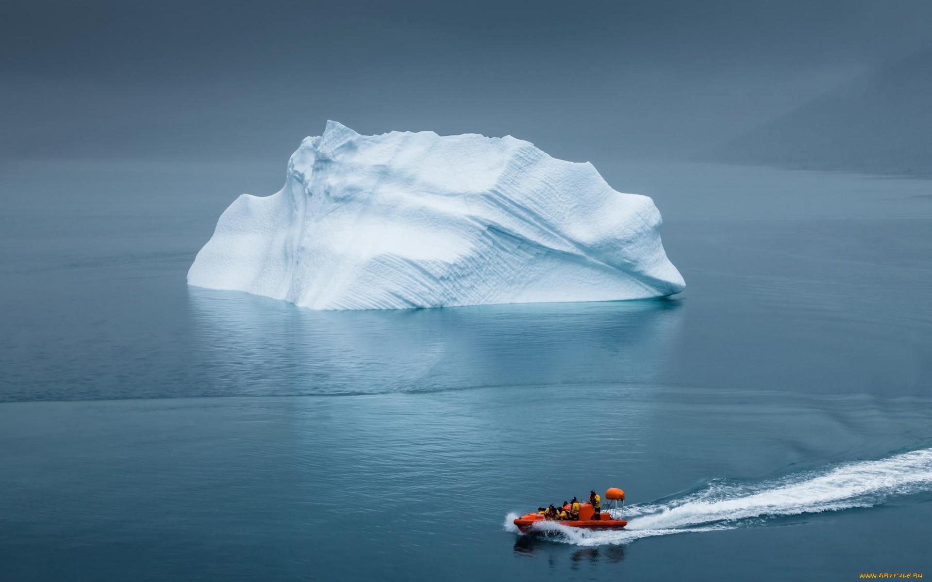 Iceberg Seen From Far Boat HD wallpaper