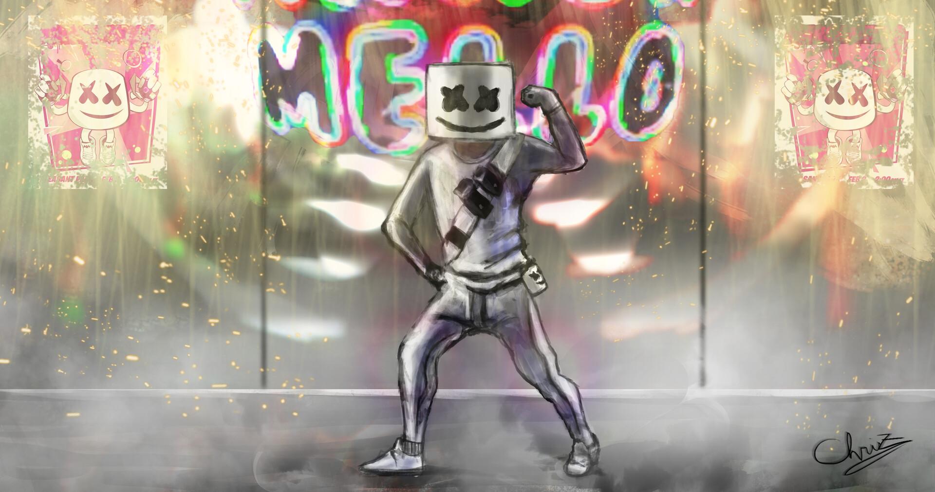 Marshmello Outfit Fortnite Digital Drawing