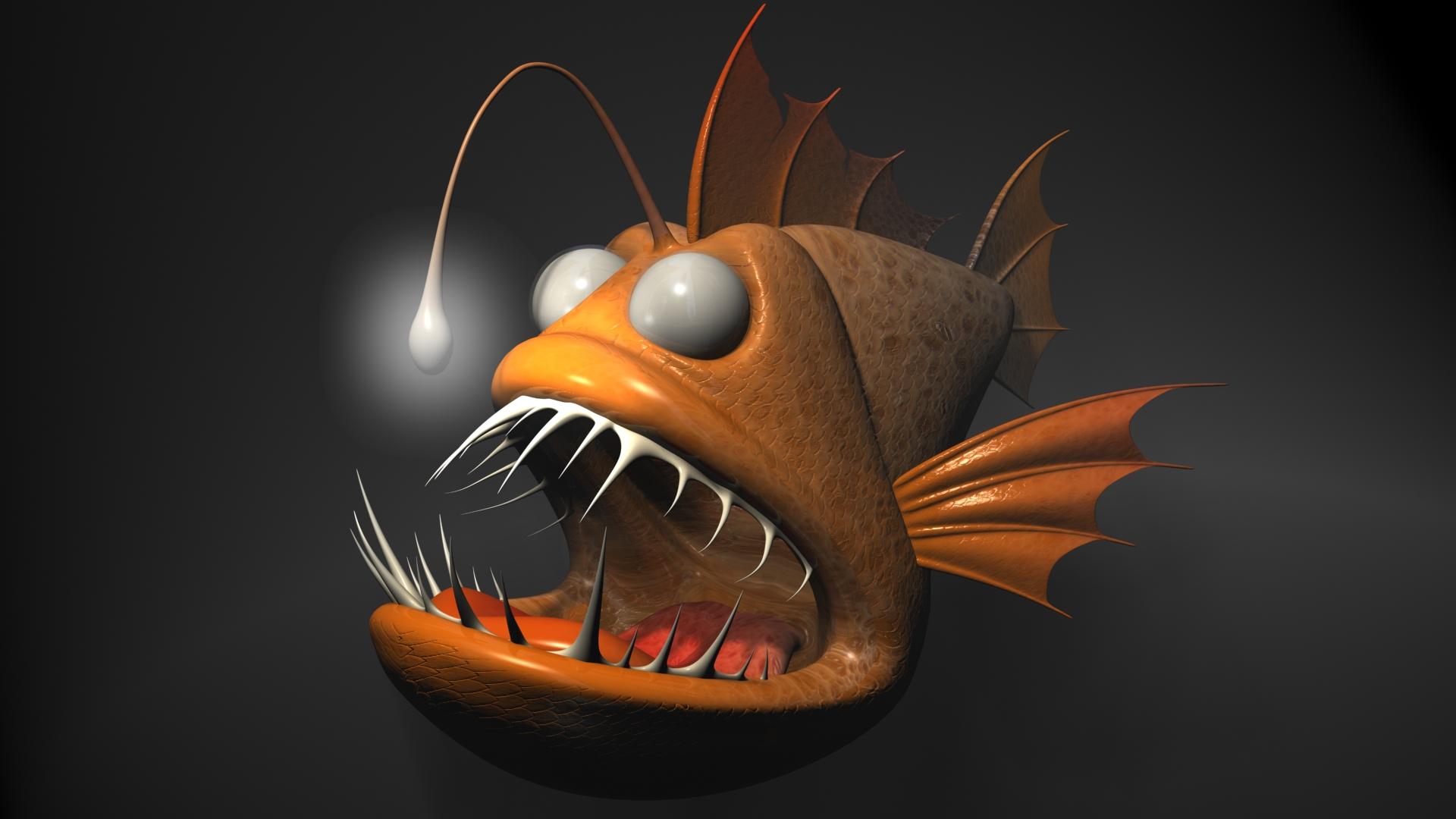 CArtoon Angler Fish 3D HD Wallpaper. Background Imagex1080