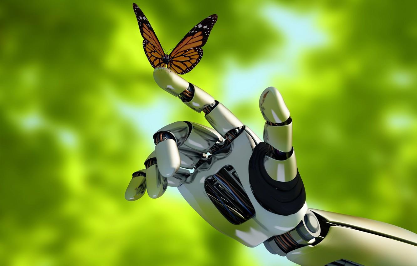 Wallpaper macro, nature, butterfly, mechanism, robot, hand, blur