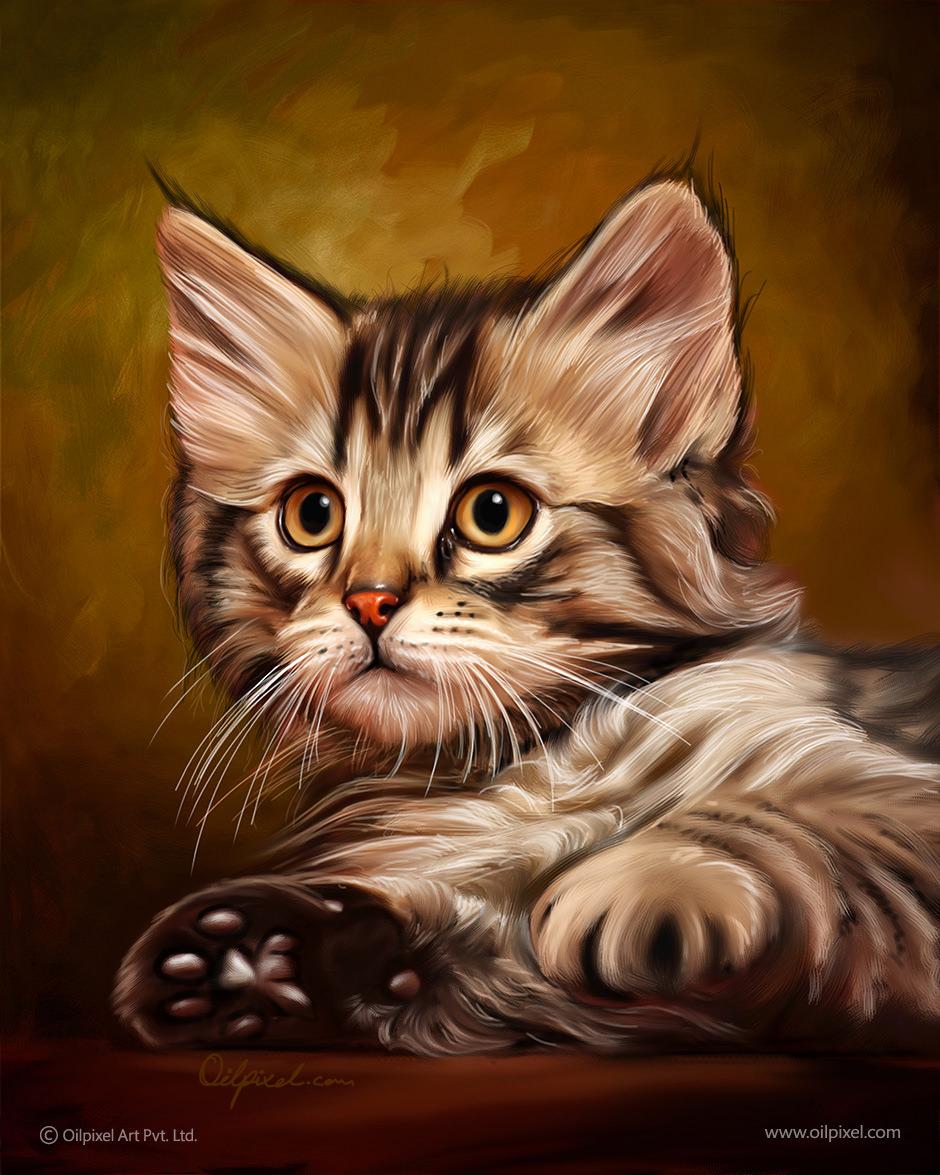 Cat Digital Painting. Professional Portrait Painting for Cat