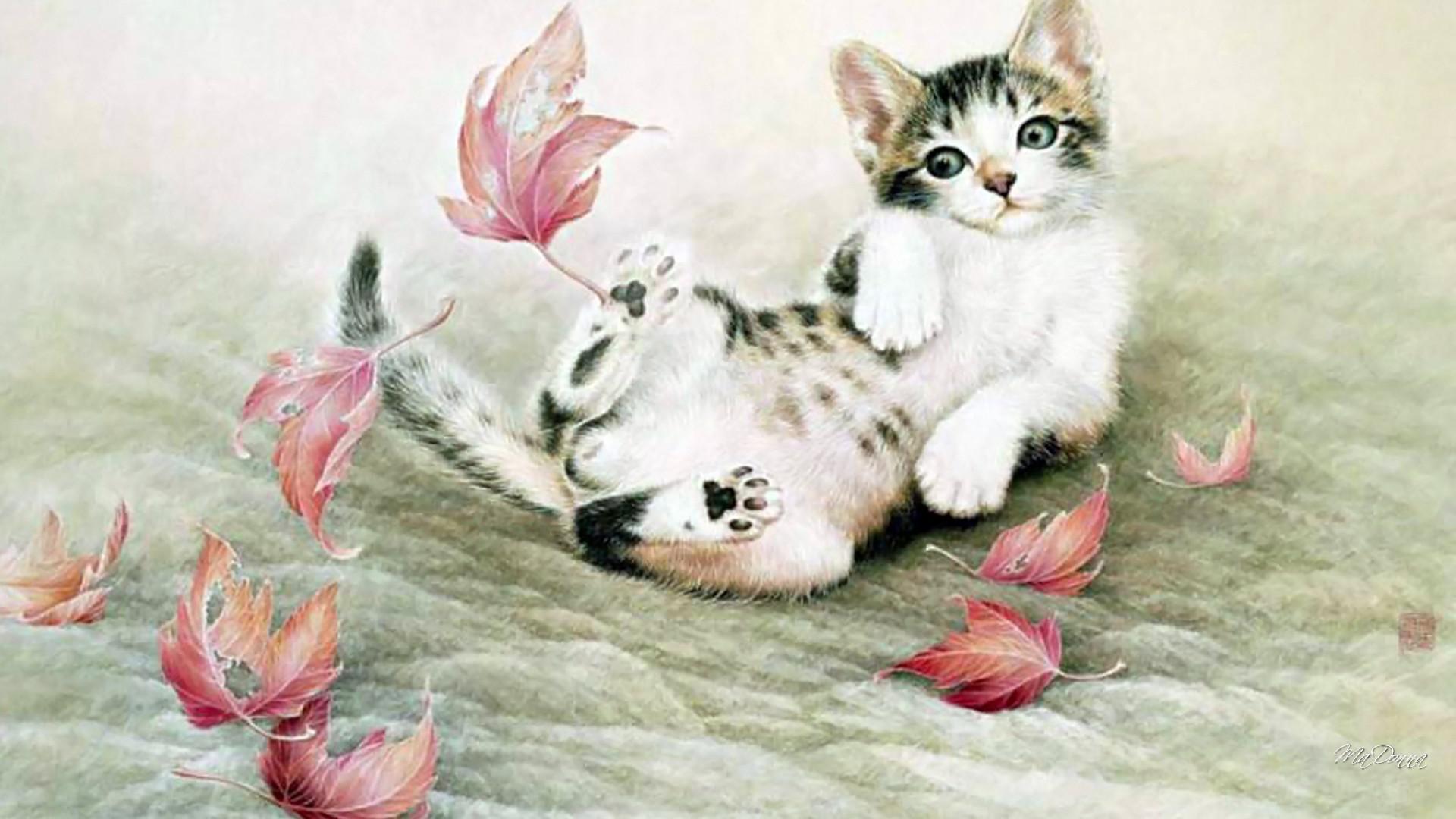 Chinese Cat Painting Iv Leaves 77 Wallpaper Quality HD Panting Cats