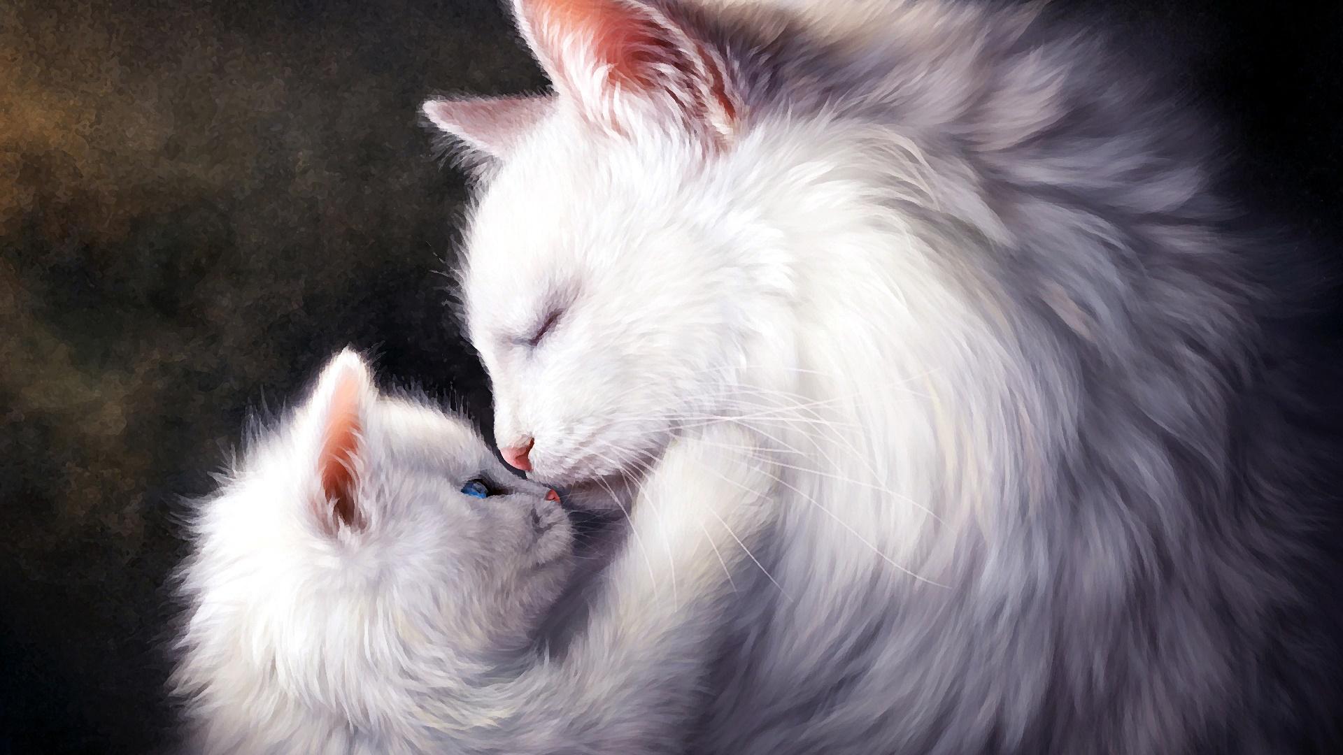 White Cats Painting Art HD Wallpaper. Wallpaper Studio 10