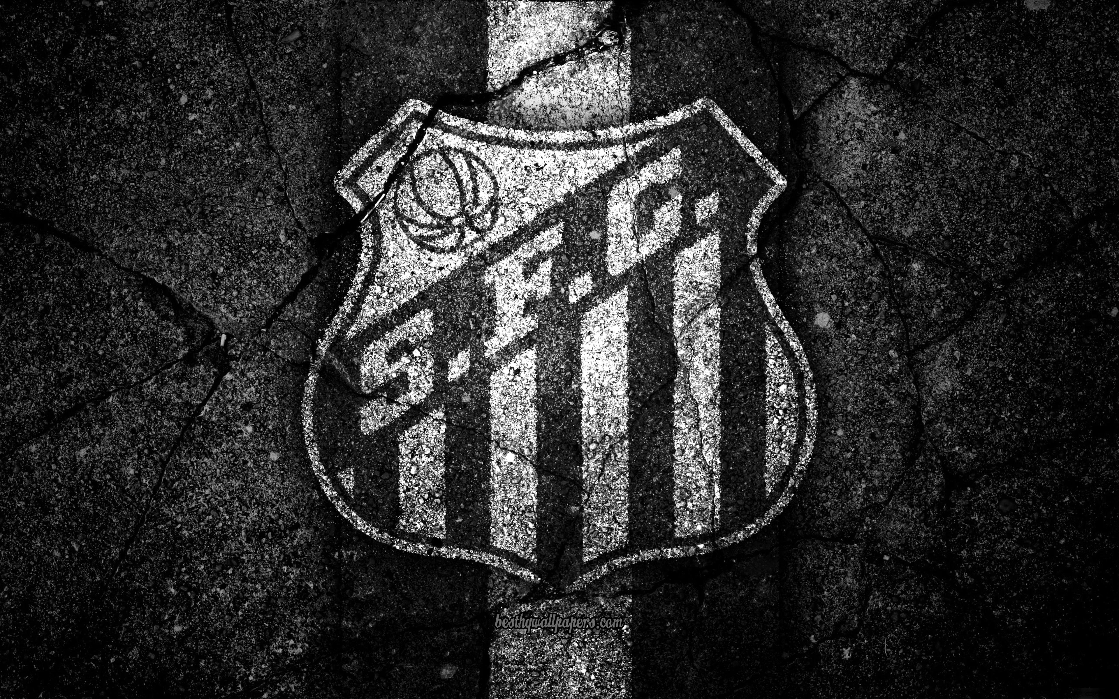 Download wallpapers 4k, Santos FC, logo, Brazilian Seria A, soocer