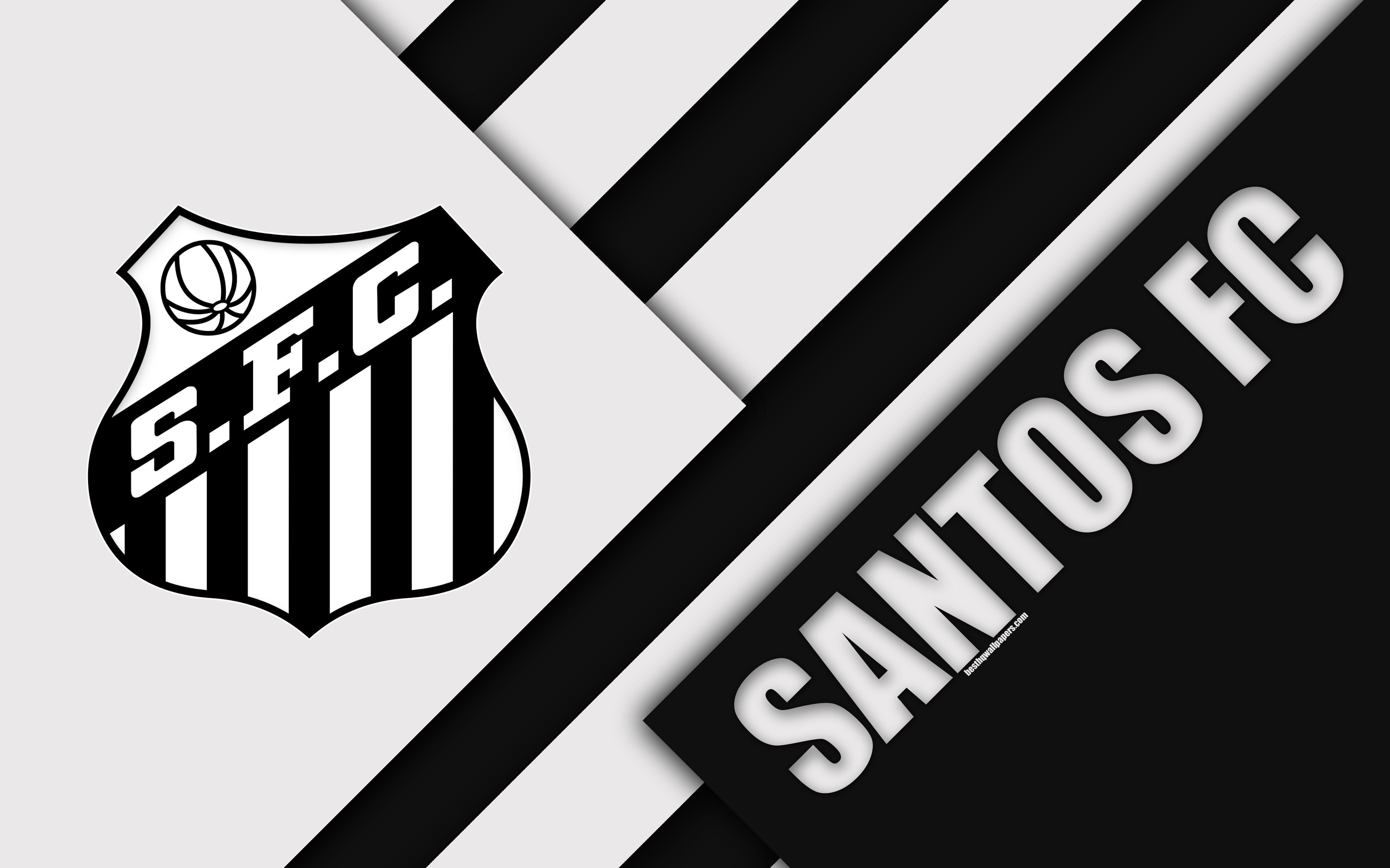 Download wallpapers Santos FC, São Paulo, Brazil, 4k, material