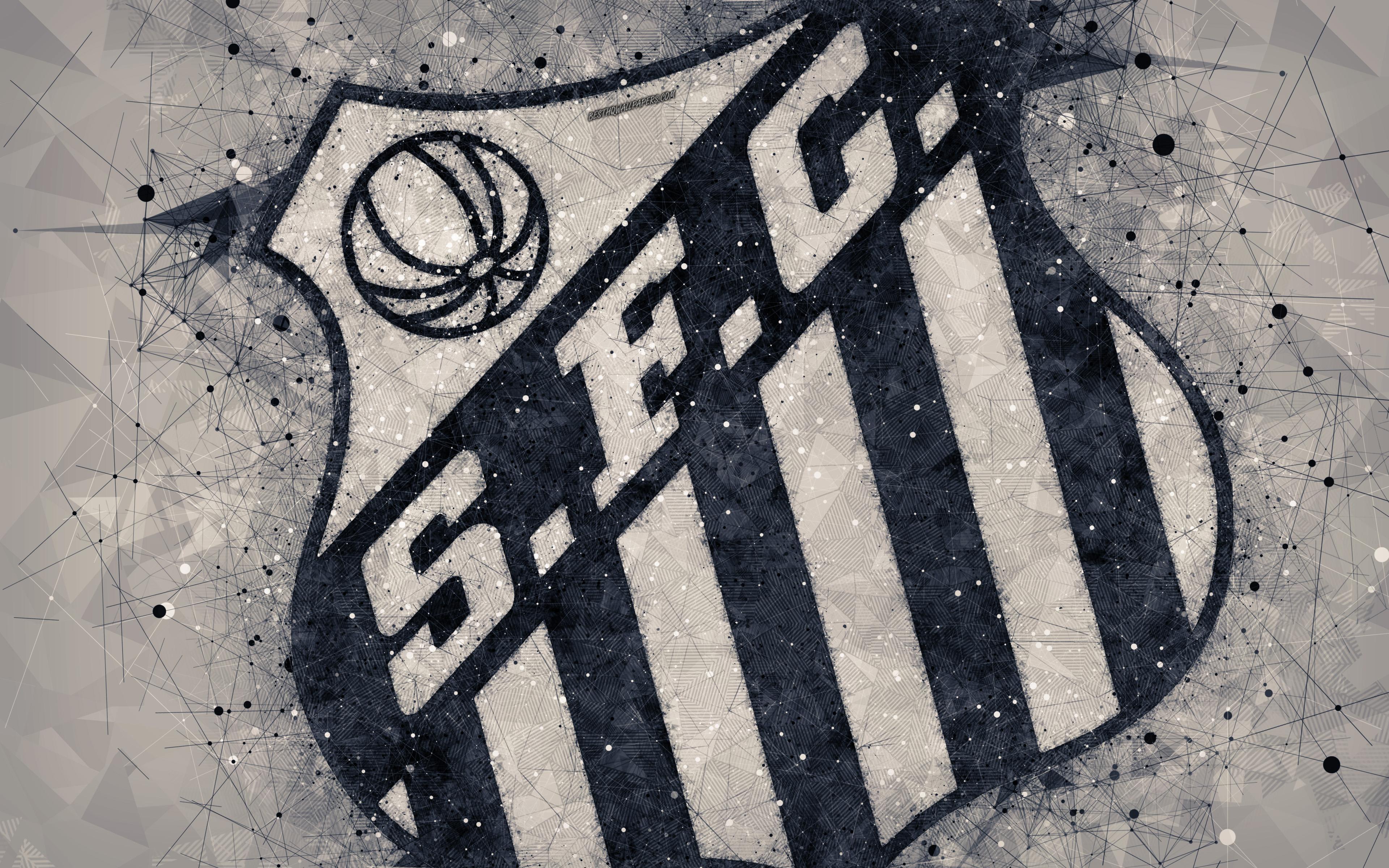 Download wallpapers Santos FC, 4k, creative geometric art, logo