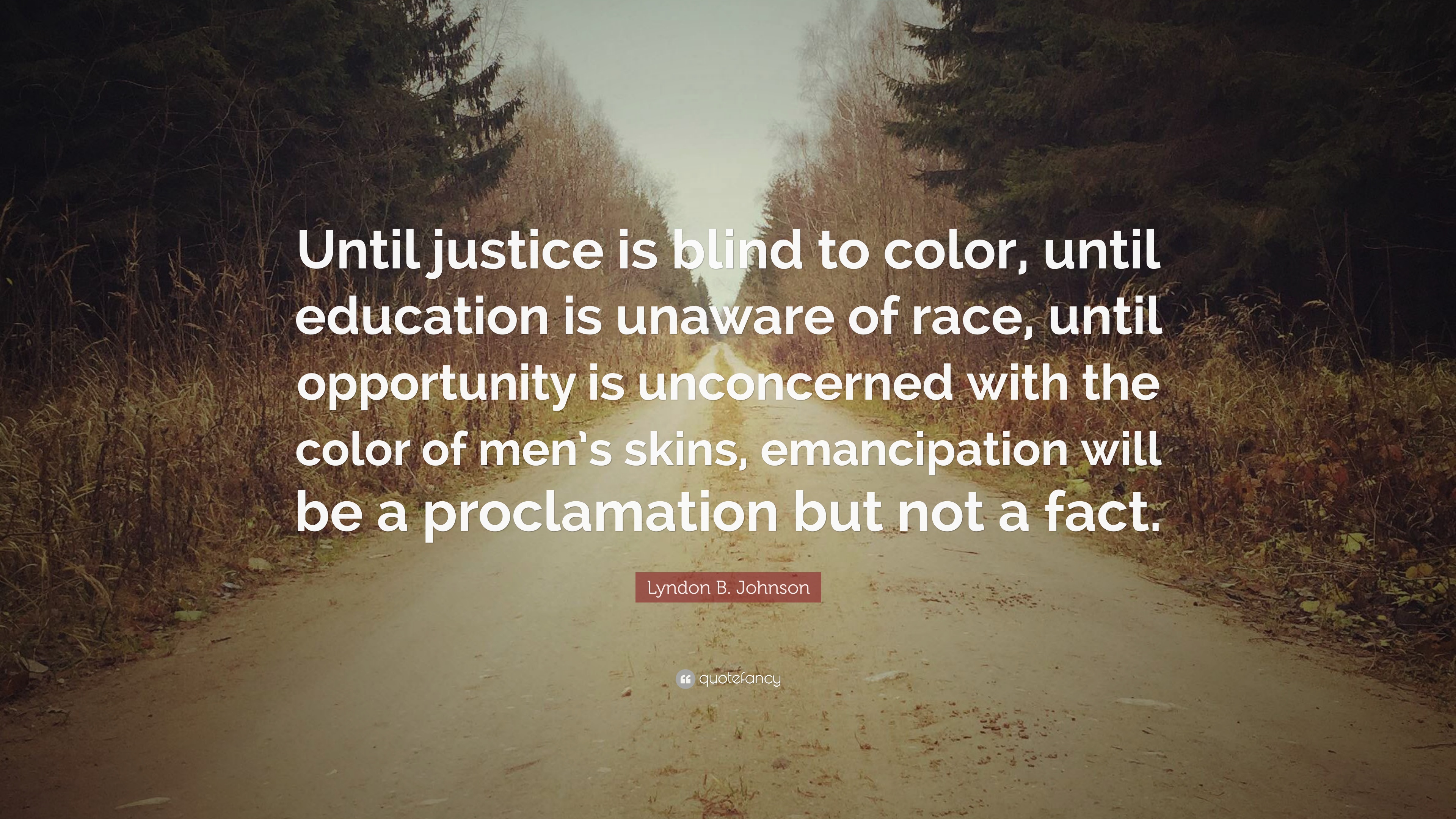 Lyndon B. Johnson Quote: “Until justice is blind to color, until
