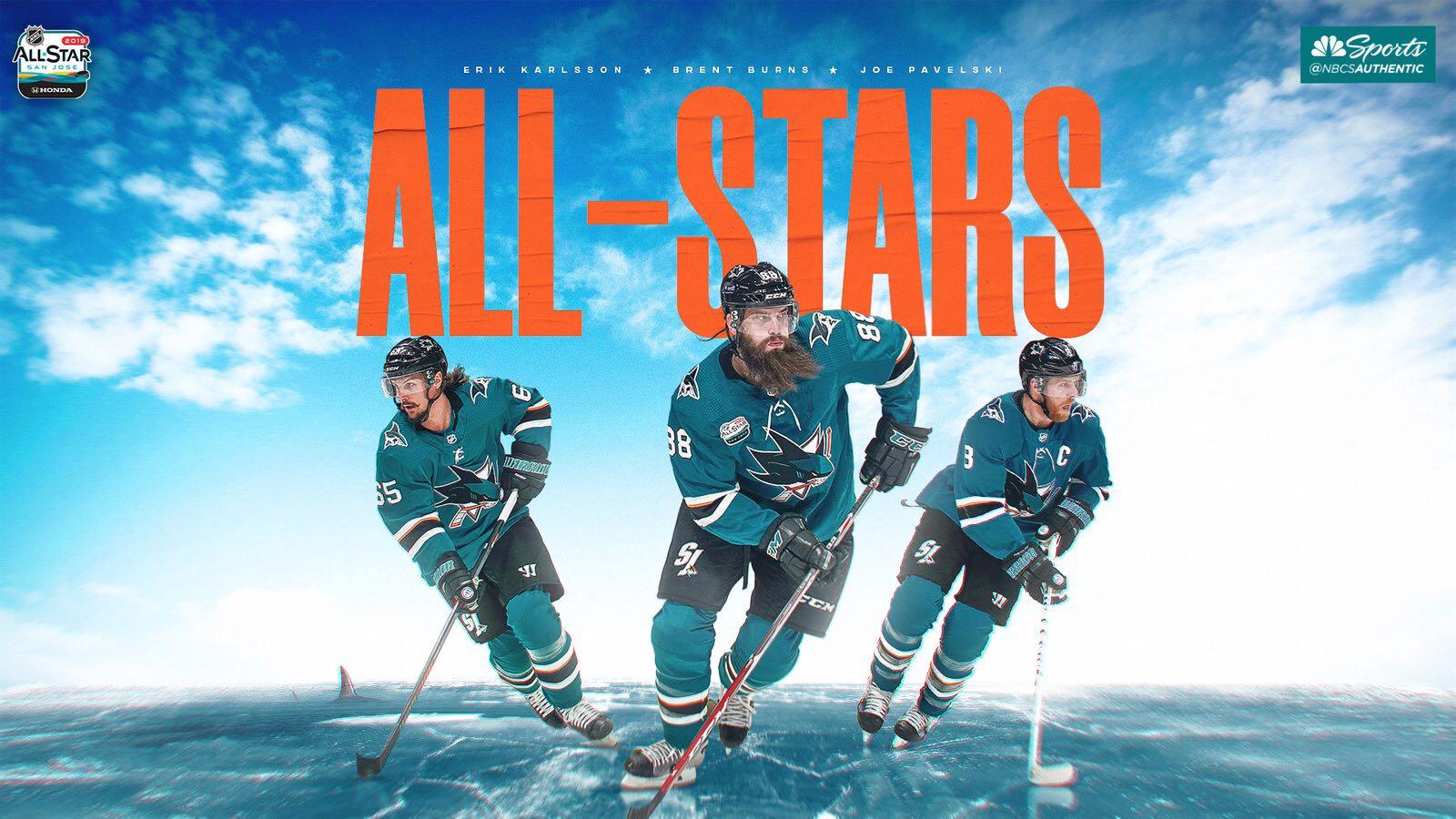 NHL All Star Game: Brent Burns, Erik Karlsson, Joe Pavelski To Rep