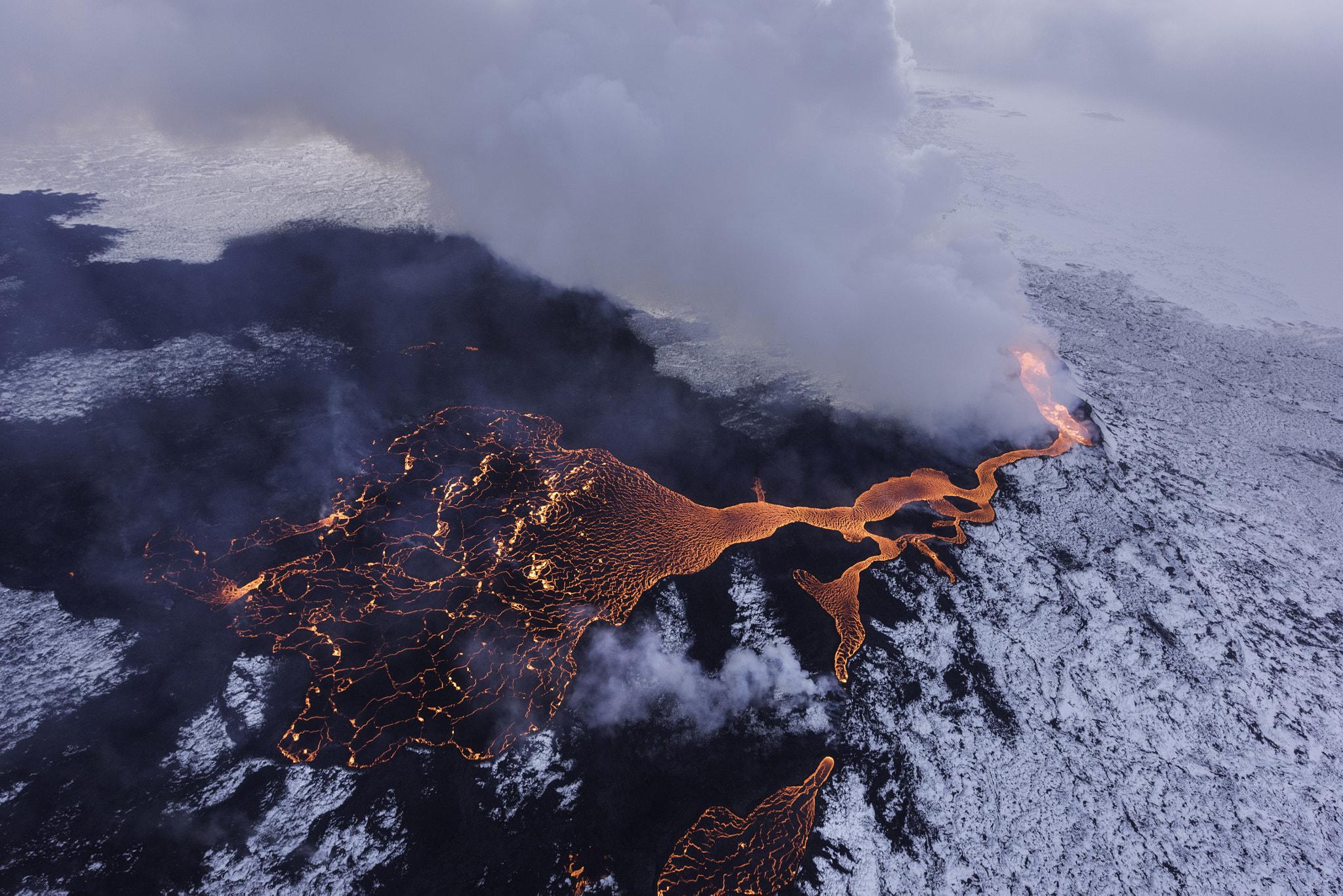 lava, #Iceland, #snow, #smoke, #landscape, #Lurie Belegurschi, wallpaper