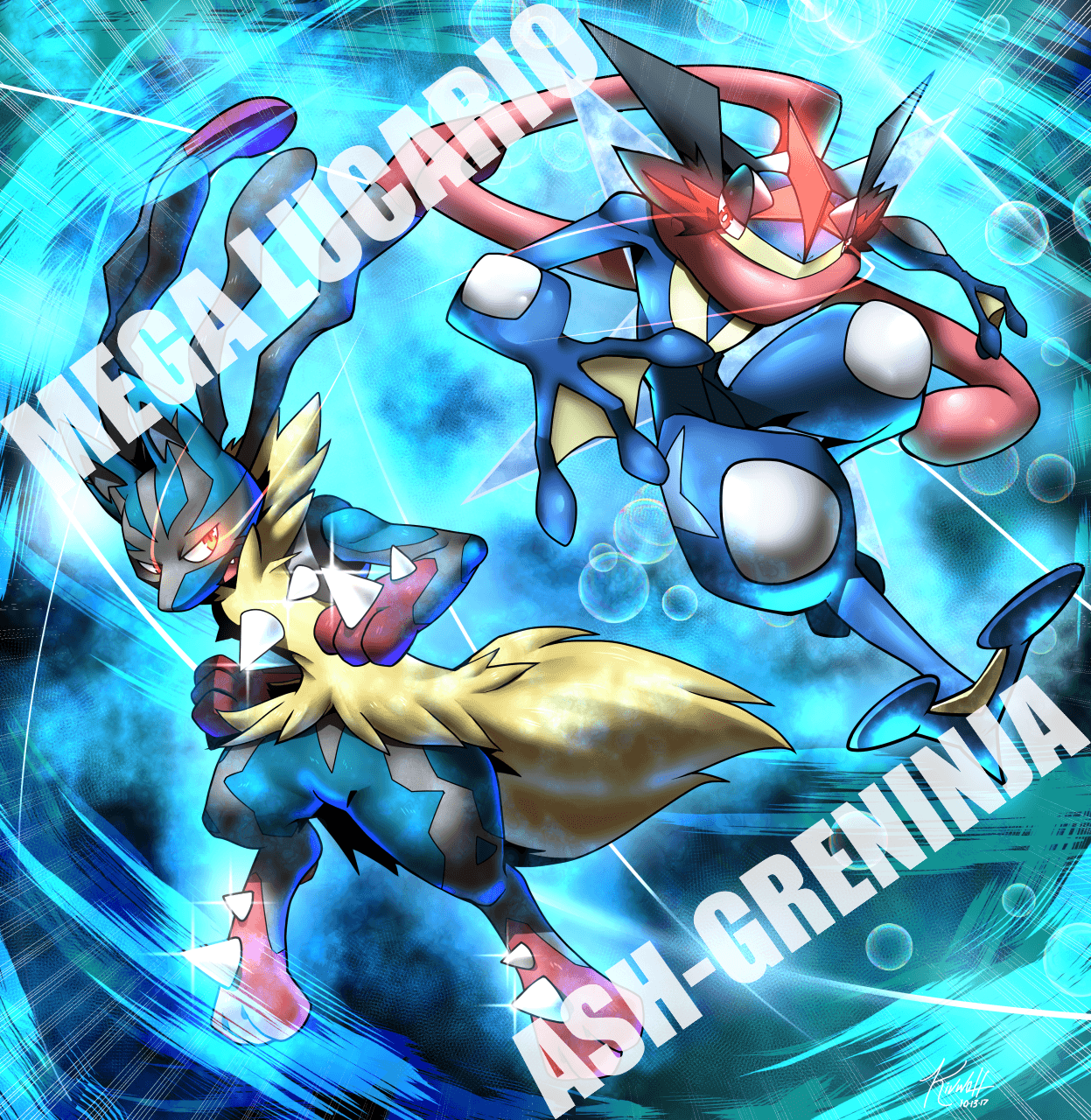 Bak62: “ Mega Lucario And Ash Greninja By Kivwolf ”. Pokémon